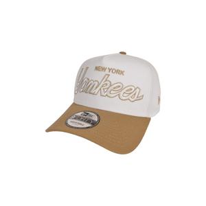 New Era New York Yankees 9FORTY Script Snapback Hat-White/Khaki
