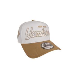 New Era New York Yankees 9FORTY Script Snapback Hat-White/Khaki