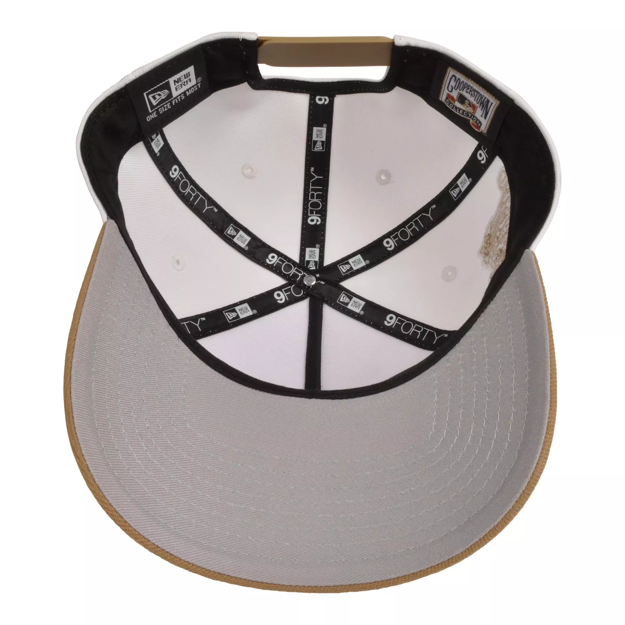 New Era New York Yankees 9FORTY Script Snapback Hat-White/Khaki - WHITE/KHAKI