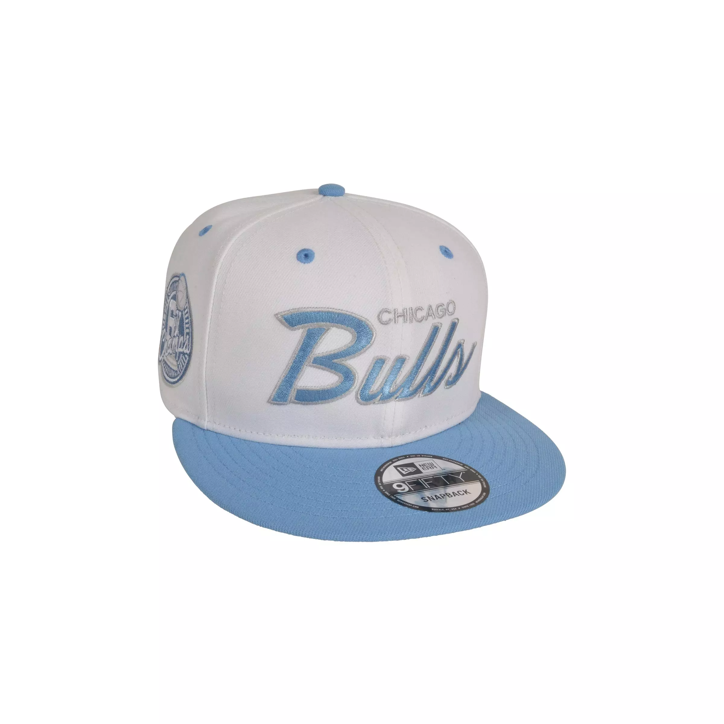 New Era Chicago Bulls 9FIFTY Script Snapback Hat-White/Blue - WHITE/LT BLUE