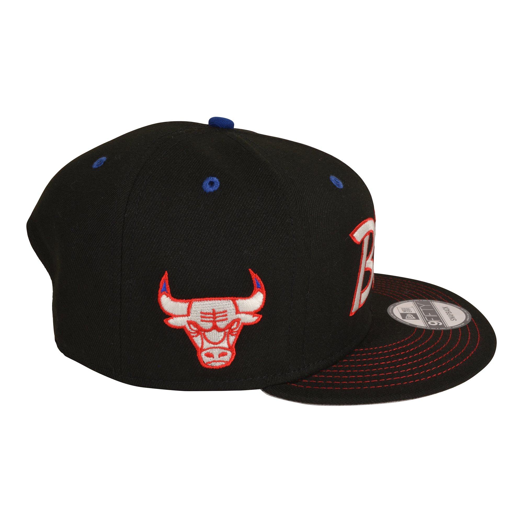 New Era Chicago Bulls 9FIFTY Script Snapback Hat - Multi - BLACK/RED/BLUE Thumbnail View 3
