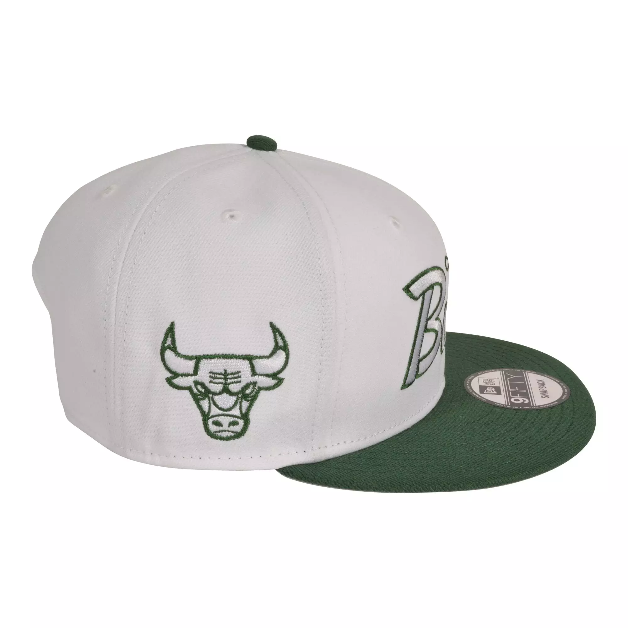 New Era Chicago Bulls 9FIFTY Script Snapback Hat-White/Green - WHITE/GREEN