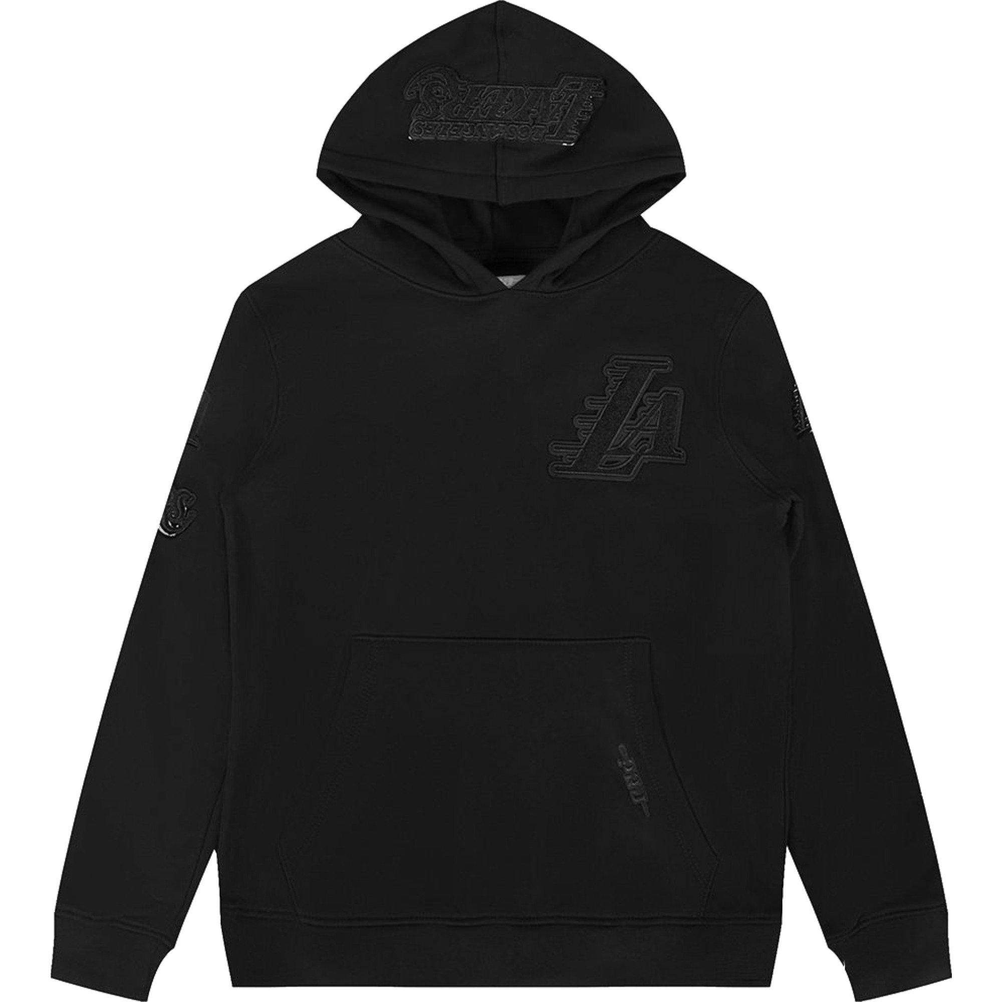 Pro Standard Big Boys' Los Angeles Lakers Triple Black Fleece Pullover Hoodie-Black