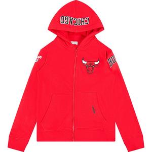 Pro Standard Big Boys' Chicago Bulls Classic Fleece Full-Zip Hoodie-Black/Red