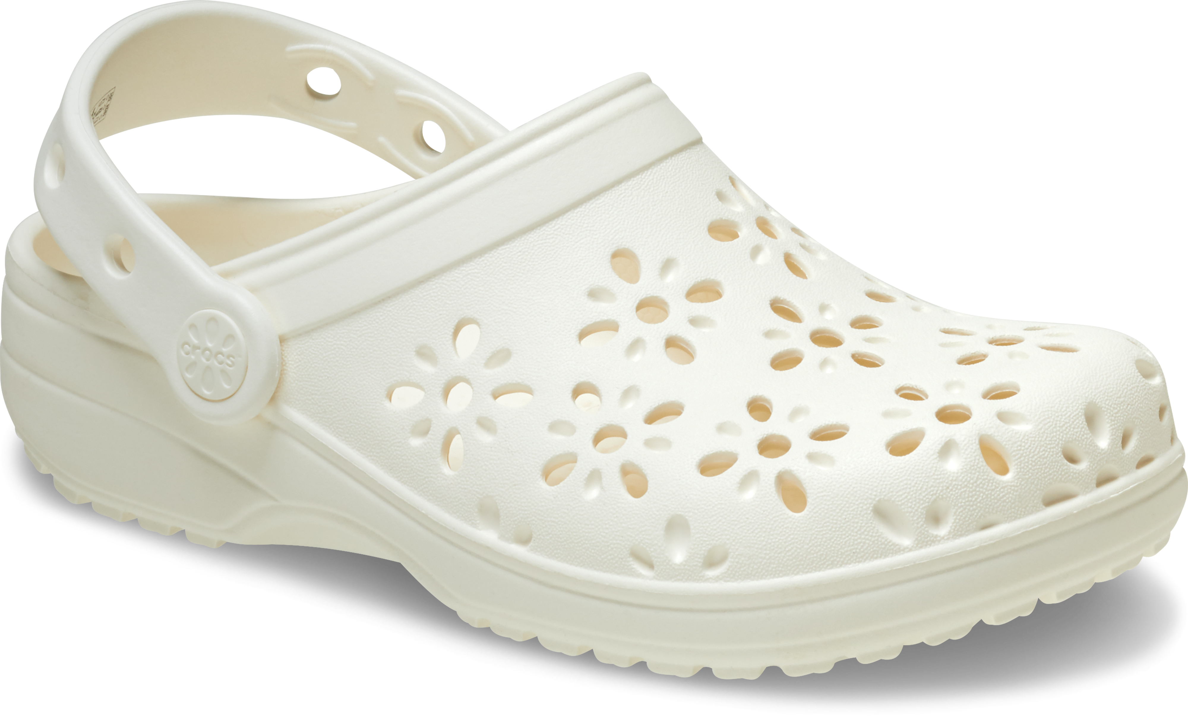 Crocs Classic Floral "Chalk" Women's Clog - OFF-WHITE Thumbnail View 7