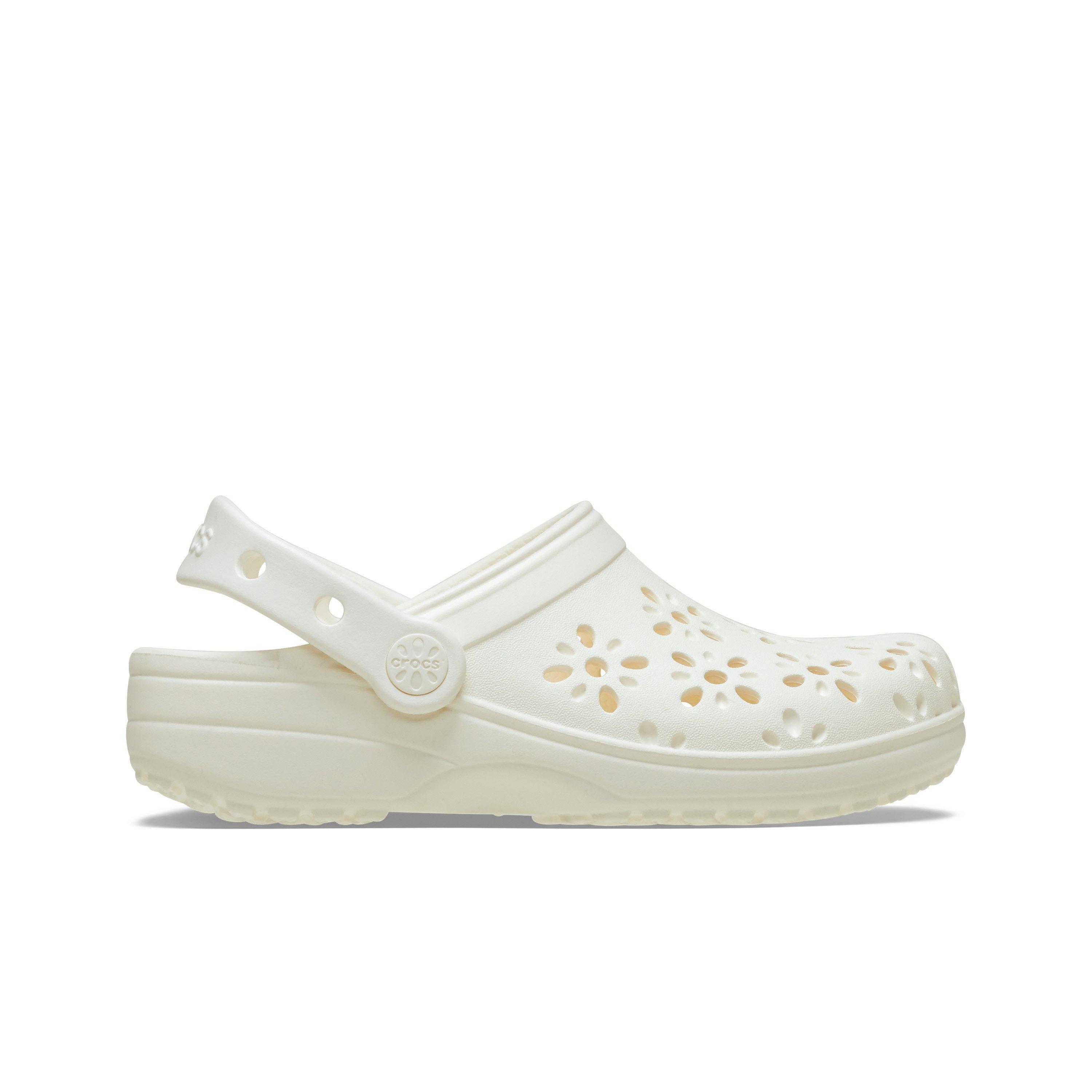 Crocs Classic Floral "Chalk" Women's Clog - OFF-WHITE Thumbnail View 1