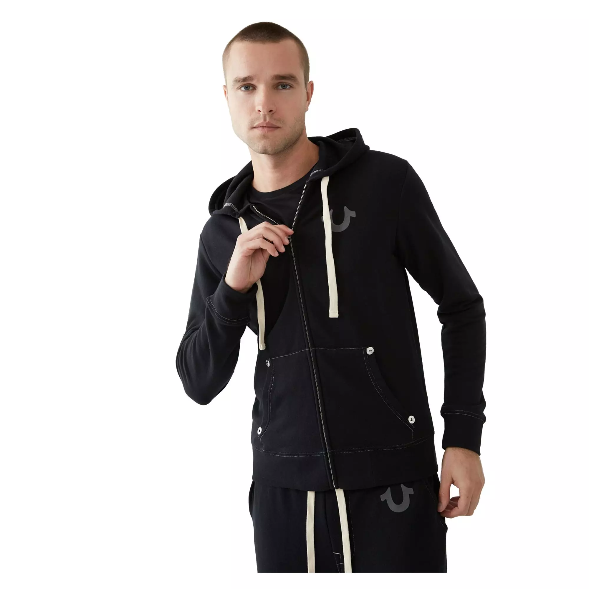 True Religion Men's Buddha Logo Full-Zip Jacket - BLACK