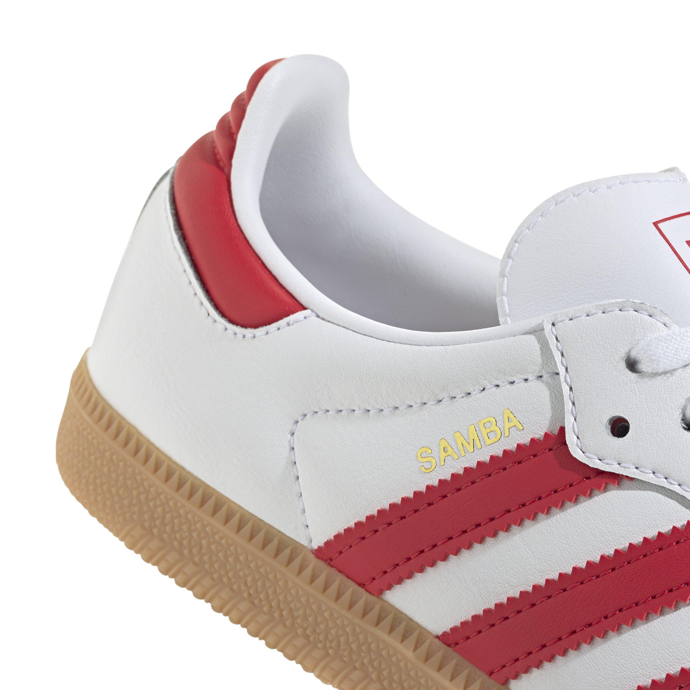 adidas Originals Samba OG Grade School Boys' "Ftwr White/Better Scarlet/Gum" Shoe