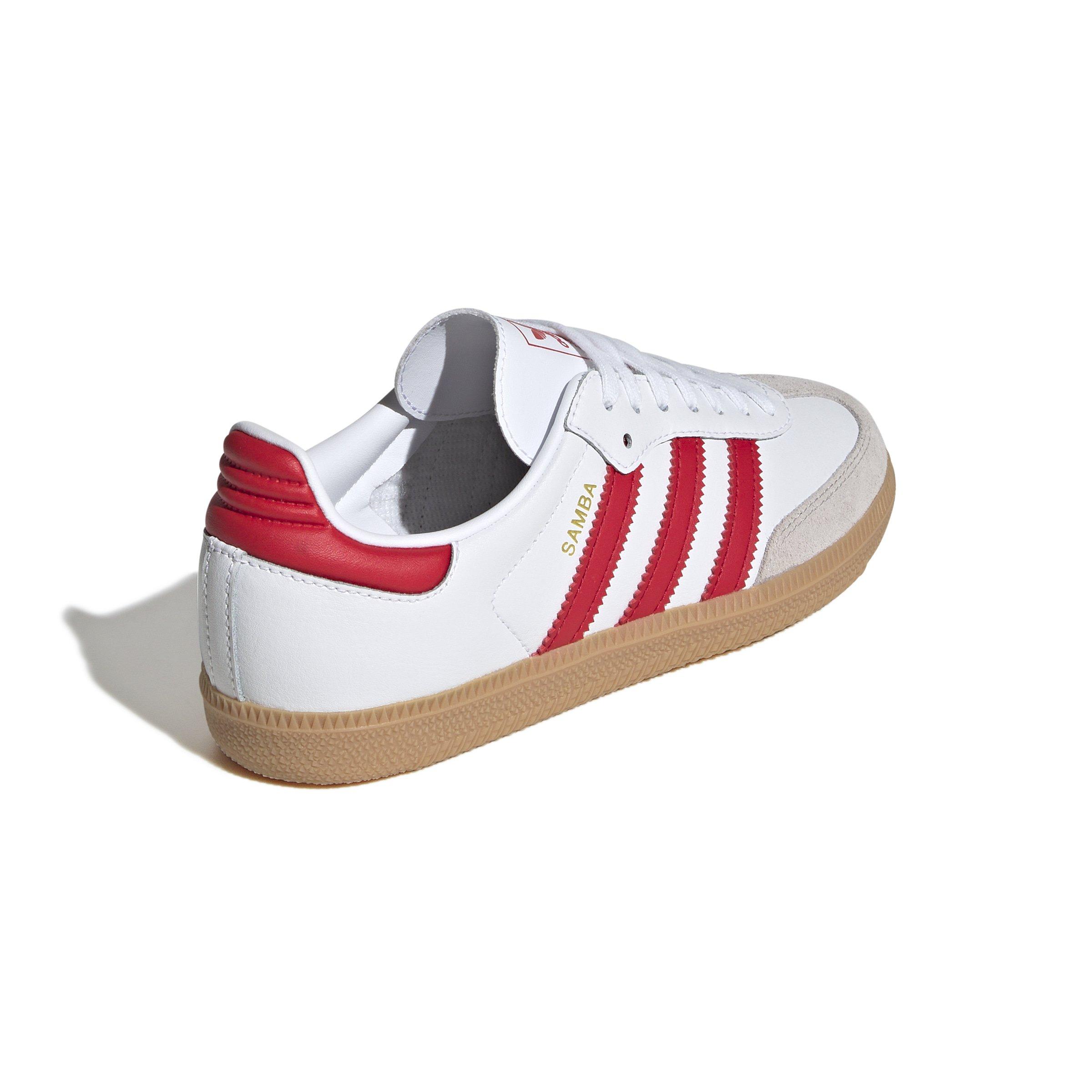 adidas Originals Samba OG Grade School Boys' "Ftwr White/Better Scarlet/Gum" Shoe
