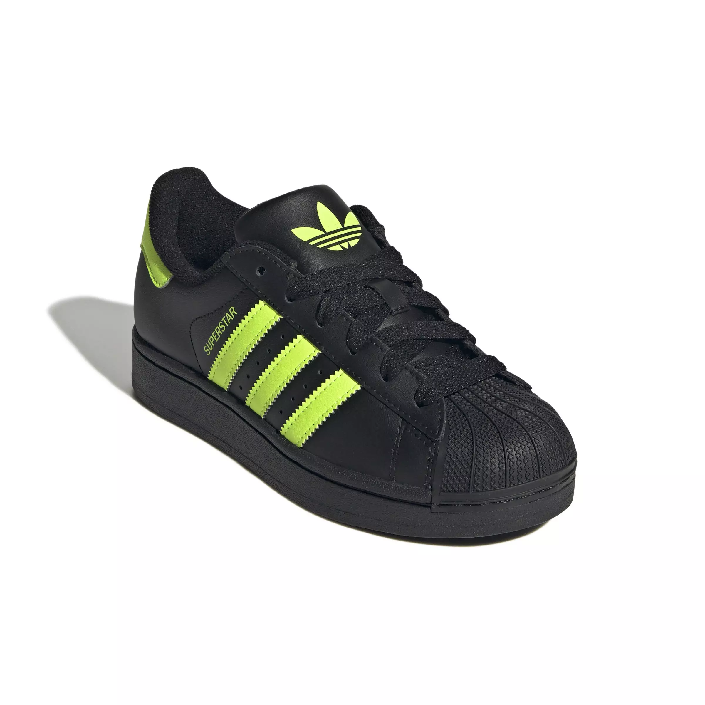adidas Originals Superstar II "Core Black/Signal Green" Grade School Boys' Shoe - BLACK/NEON GREEN