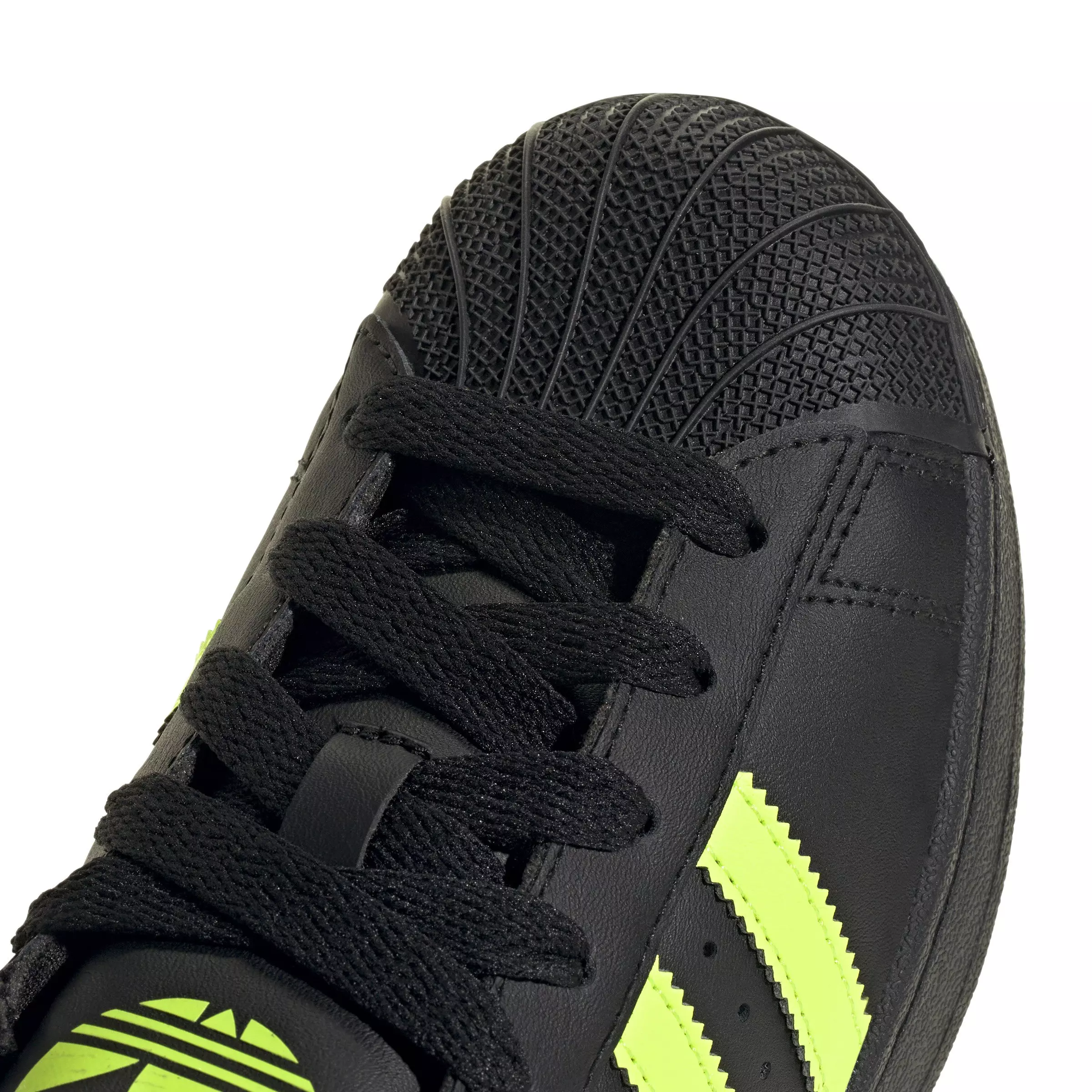 adidas Originals Superstar II "Core Black/Signal Green" Grade School Boys' Shoe - BLACK/NEON GREEN