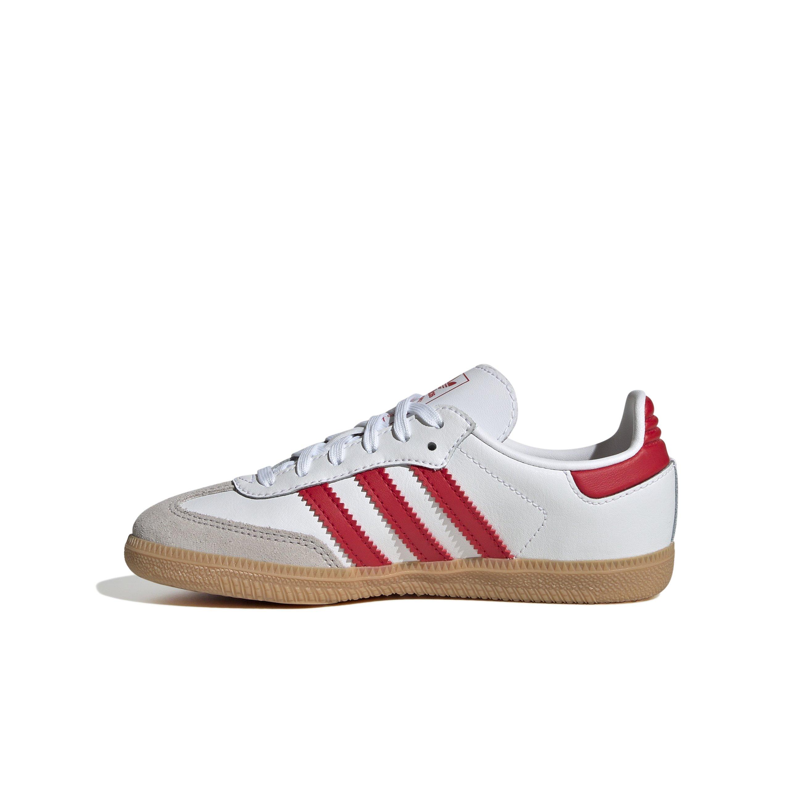 adidas Originals Samba OG Preschool Boys' "White/Better Scarlet/Gum" Shoe