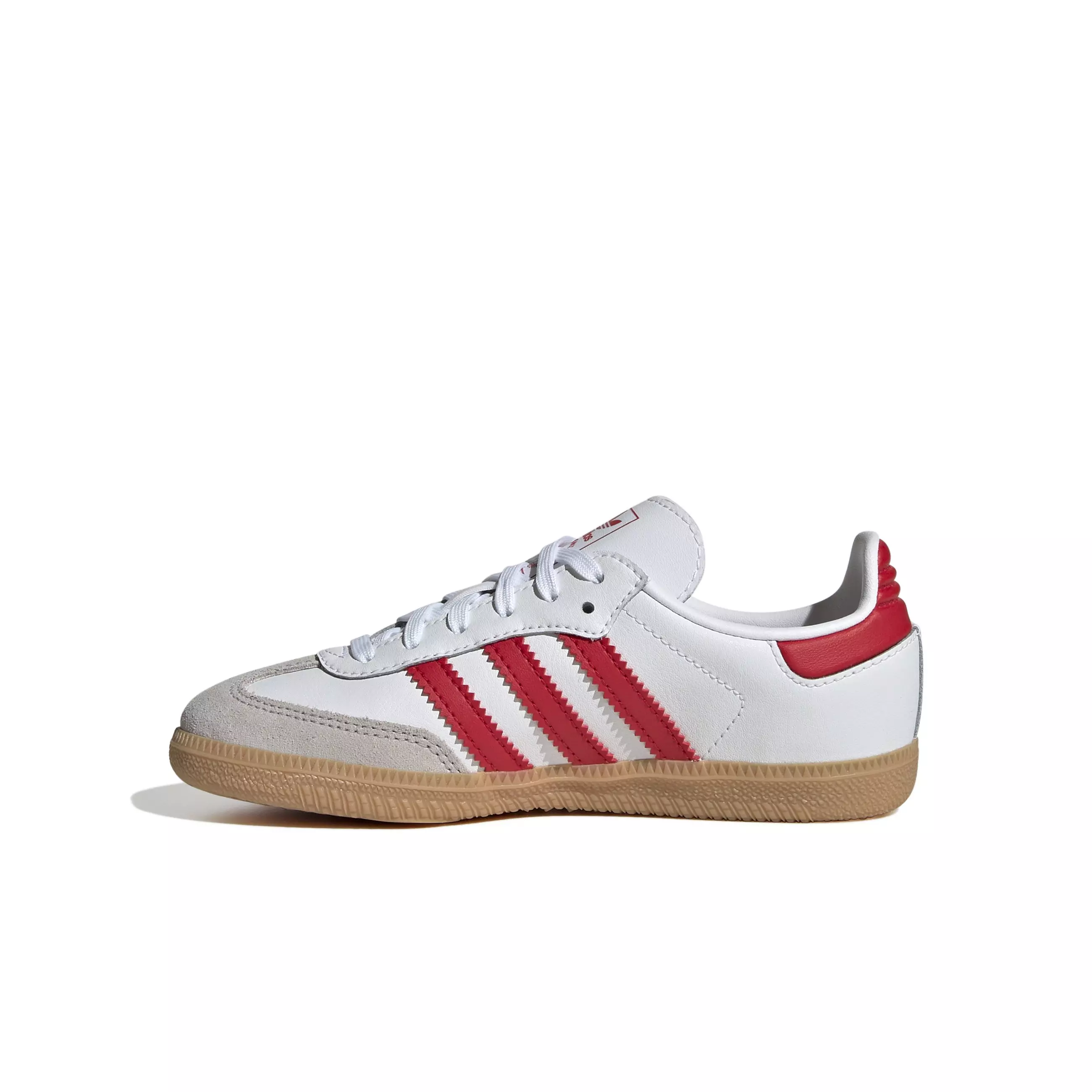 adidas Originals Samba OG "White/Better Scarlet/Gum" Preschool Boys' Shoe - WHITE/RED