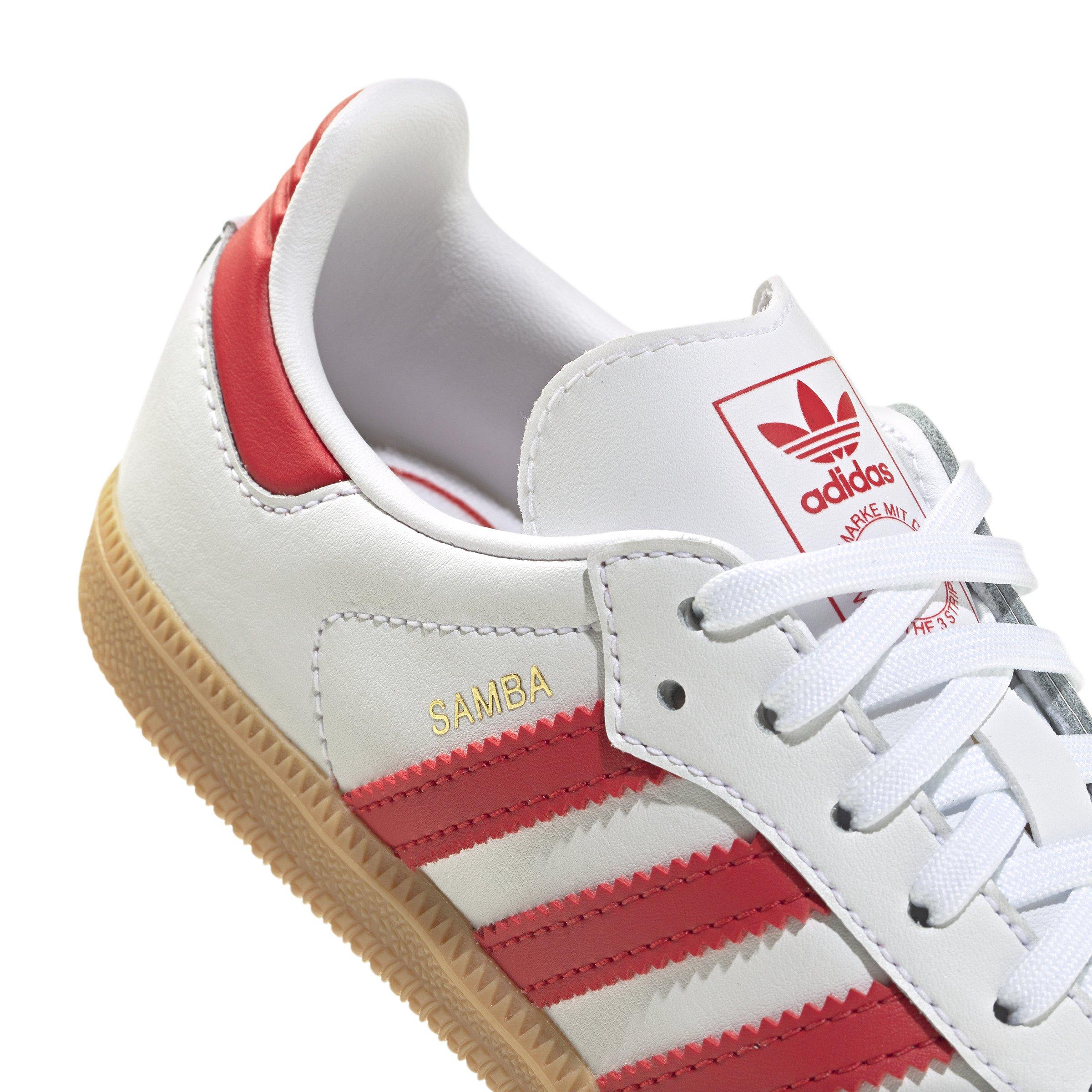 adidas Originals Samba OG Preschool Boys' "White/Better Scarlet/Gum" Shoe