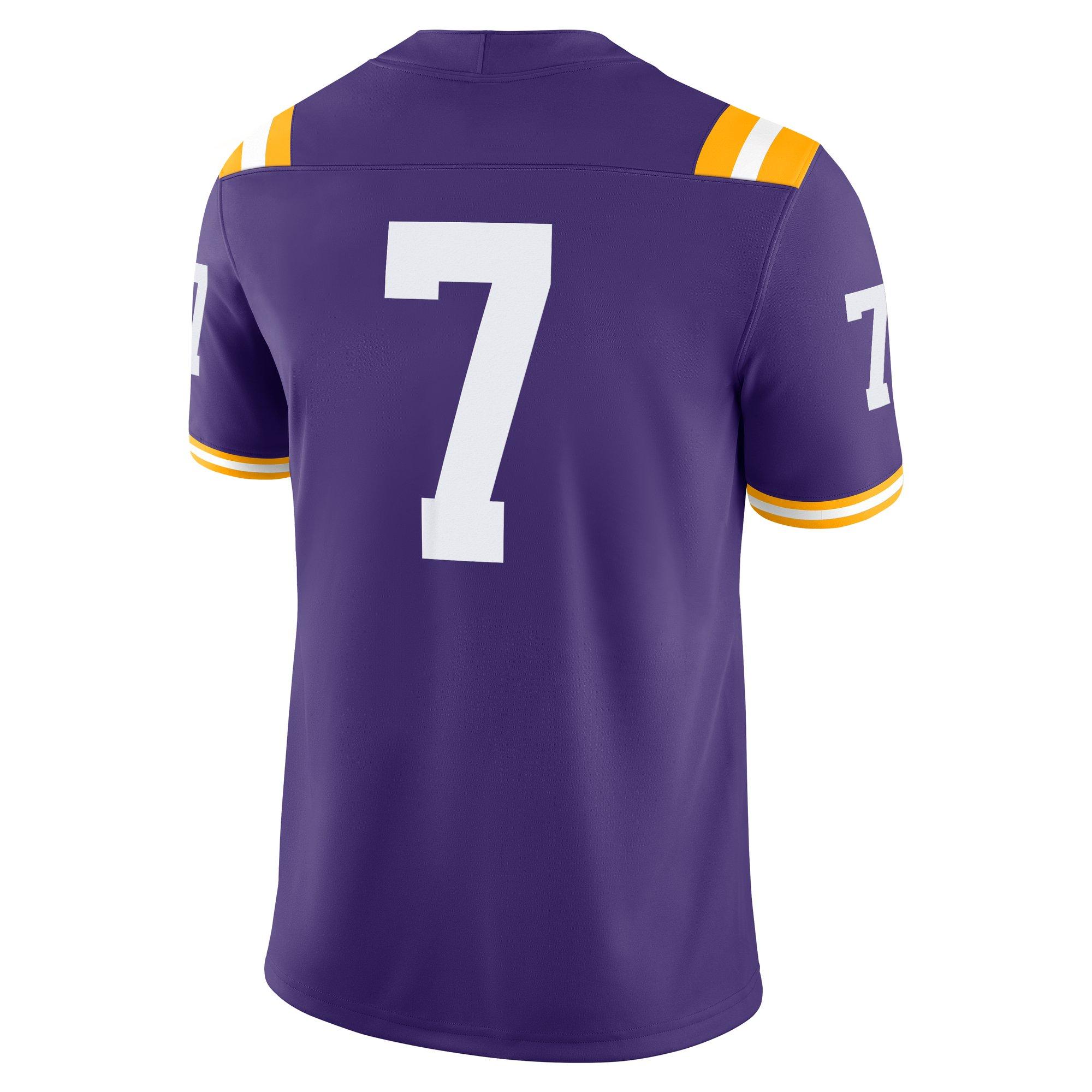 Nike Men's LSU Tigers 2025 #7 Jersey-Purple - PURPLE Thumbnail View 2