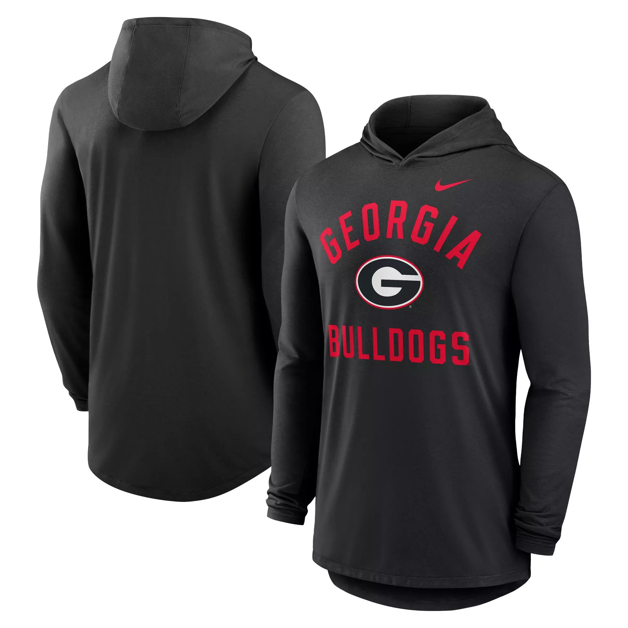 Nike Georgia Bulldogs Hooded Long Sleeve Tee-Black - BLACK