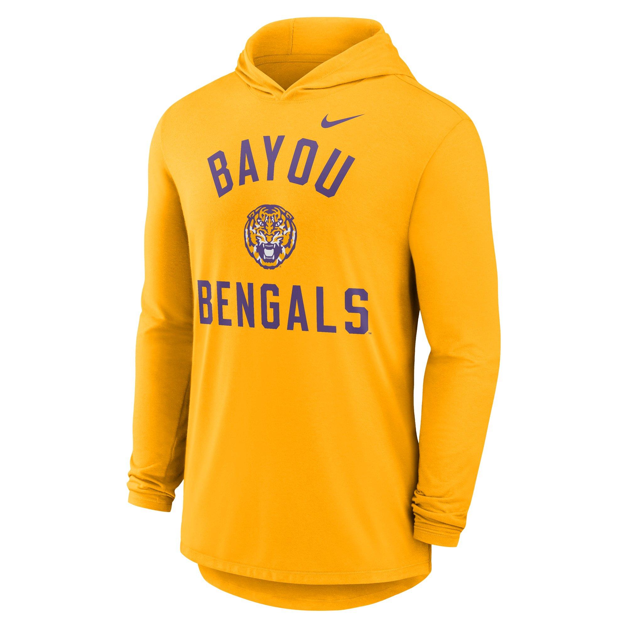 Nike LSU Tigers Hooded Long Sleeve Tee-Gold - YELLOW Thumbnail View 1