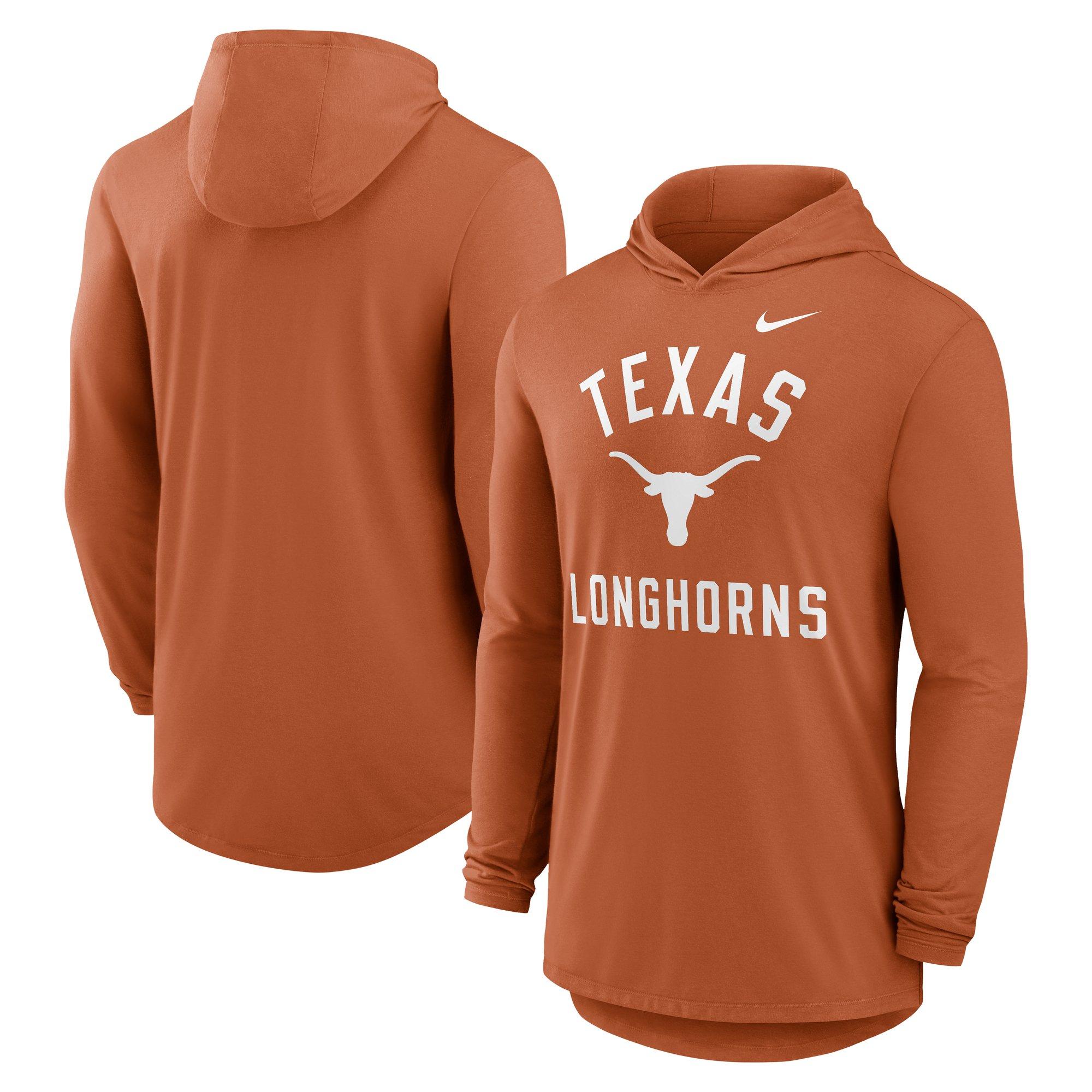 Nike Texas Longhorns Hooded Long Sleeve Tee-Burnt Orange - ORANGE Thumbnail View 3