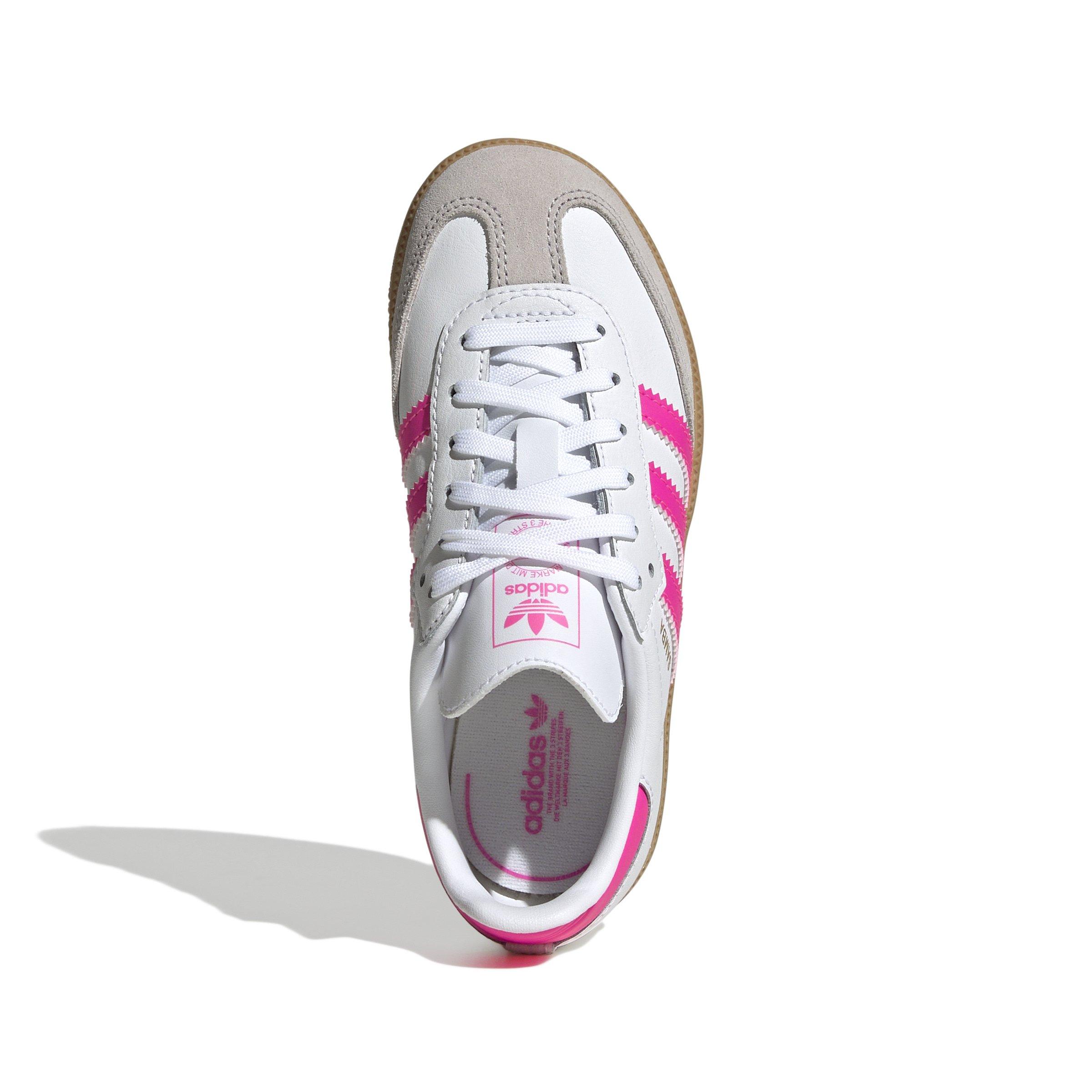 adidas Originals Samba Girls' Leather Casual Shoes - White/Pink