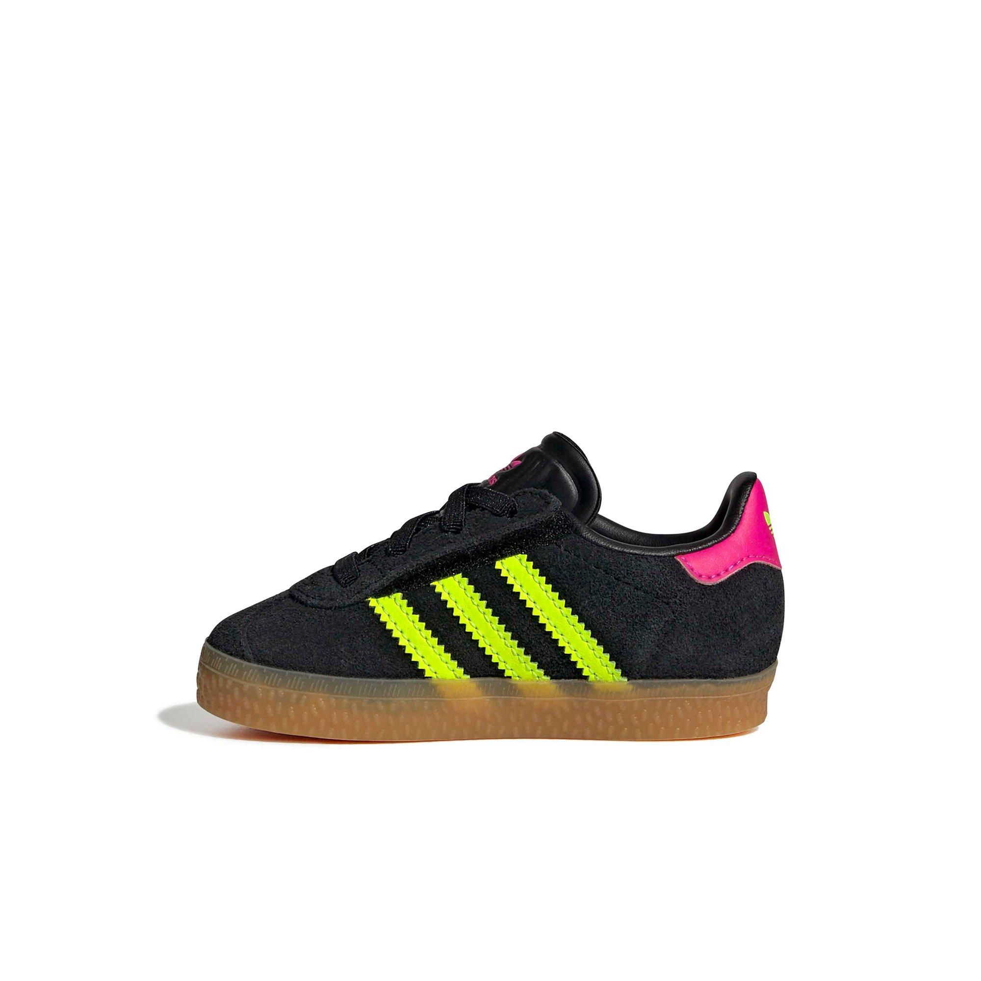 adidas Originals Gazelle "Core Black/Signal Green/Shock Pink" Toddler Girls' Shoe - BLACK/PINK Thumbnail View 2