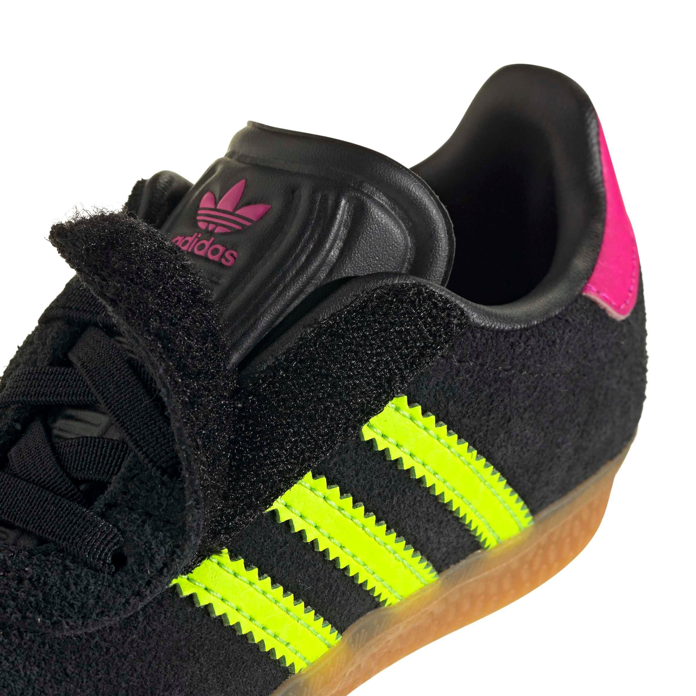 adidas Originals Gazelle "Core Black/Signal Green/Shock Pink" Toddler Girls' Shoe - BLACK/PINK Thumbnail View 3