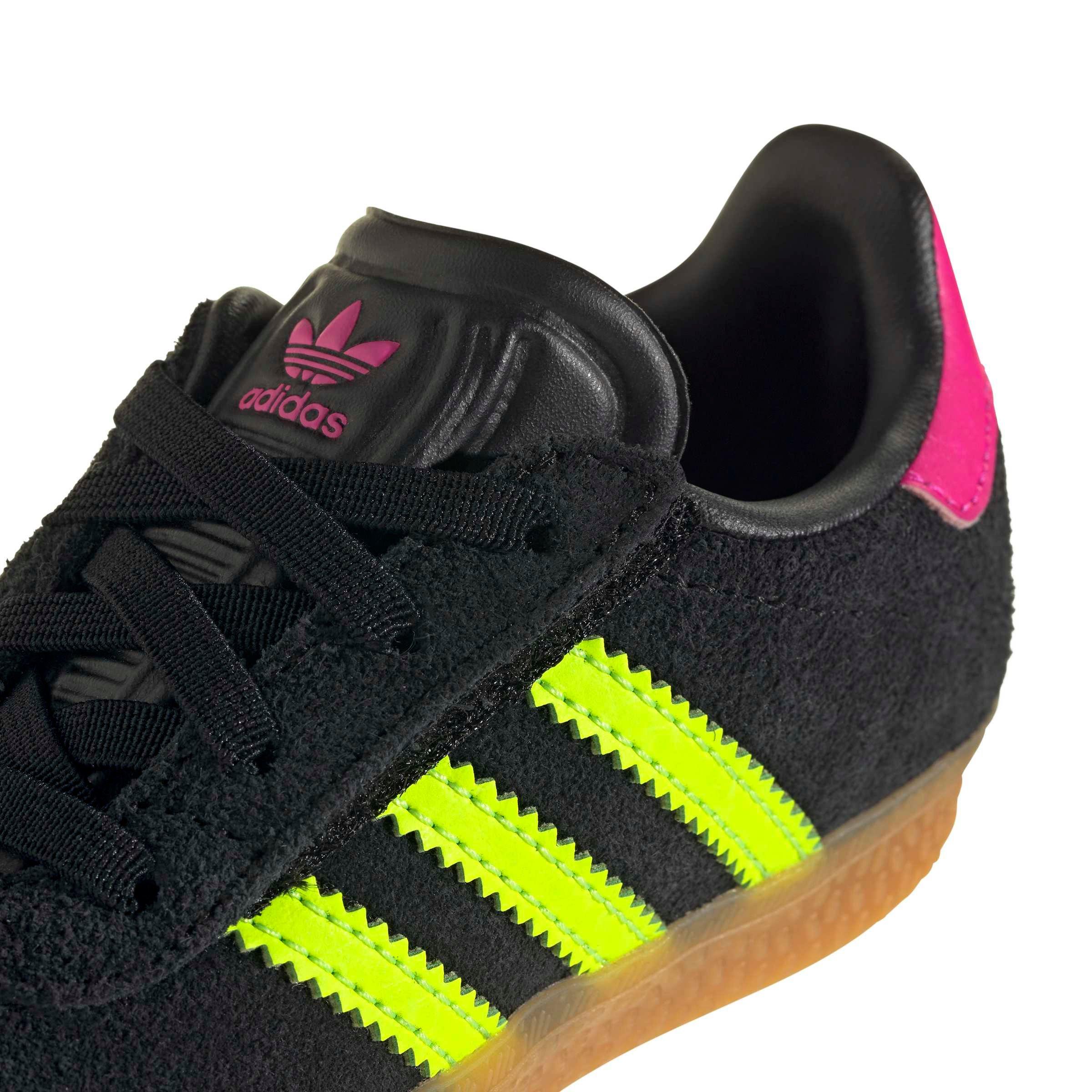 adidas Originals Gazelle "Core Black/Signal Green/Shock Pink" Toddler Girls' Shoe - BLACK/PINK Thumbnail View 4