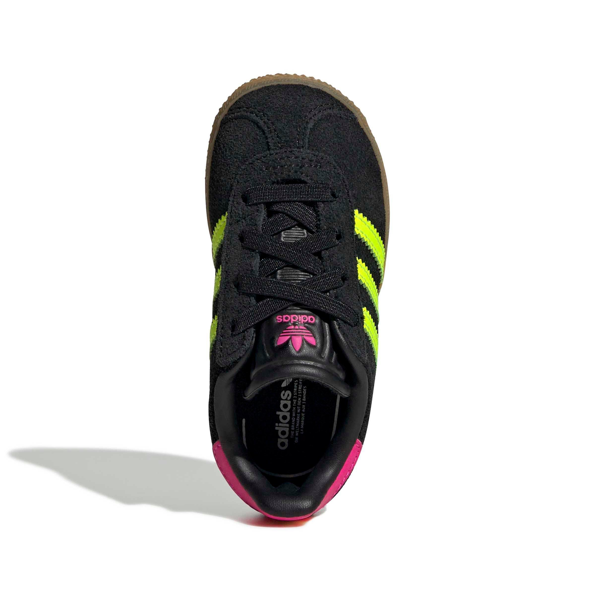 adidas Originals Gazelle "Core Black/Signal Green/Shock Pink" Toddler Girls' Shoe - BLACK/PINK Thumbnail View 9