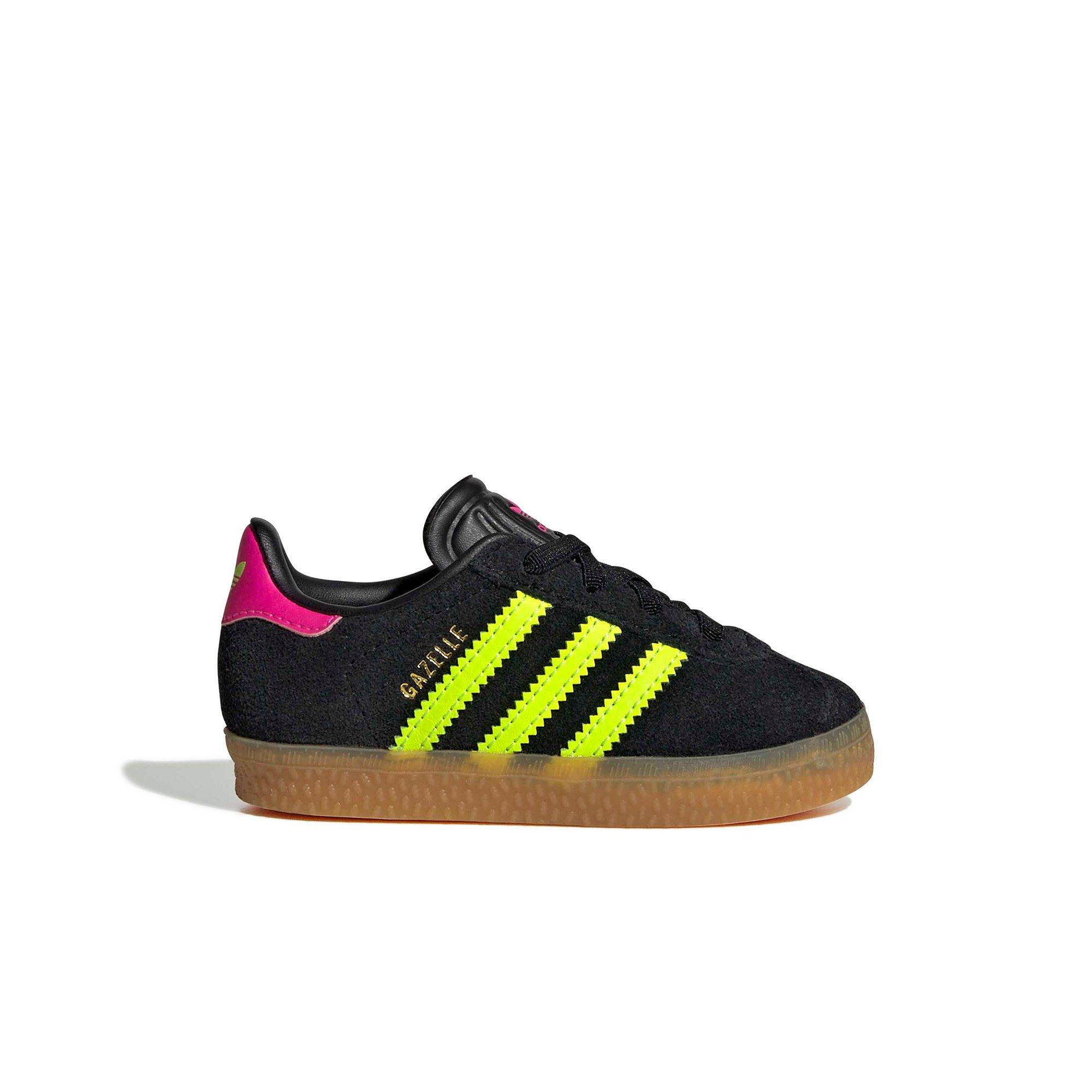 adidas Originals Gazelle "Core Black/Signal Green/Shock Pink" Toddler Girls' Shoe - BLACK/PINK Thumbnail View 1