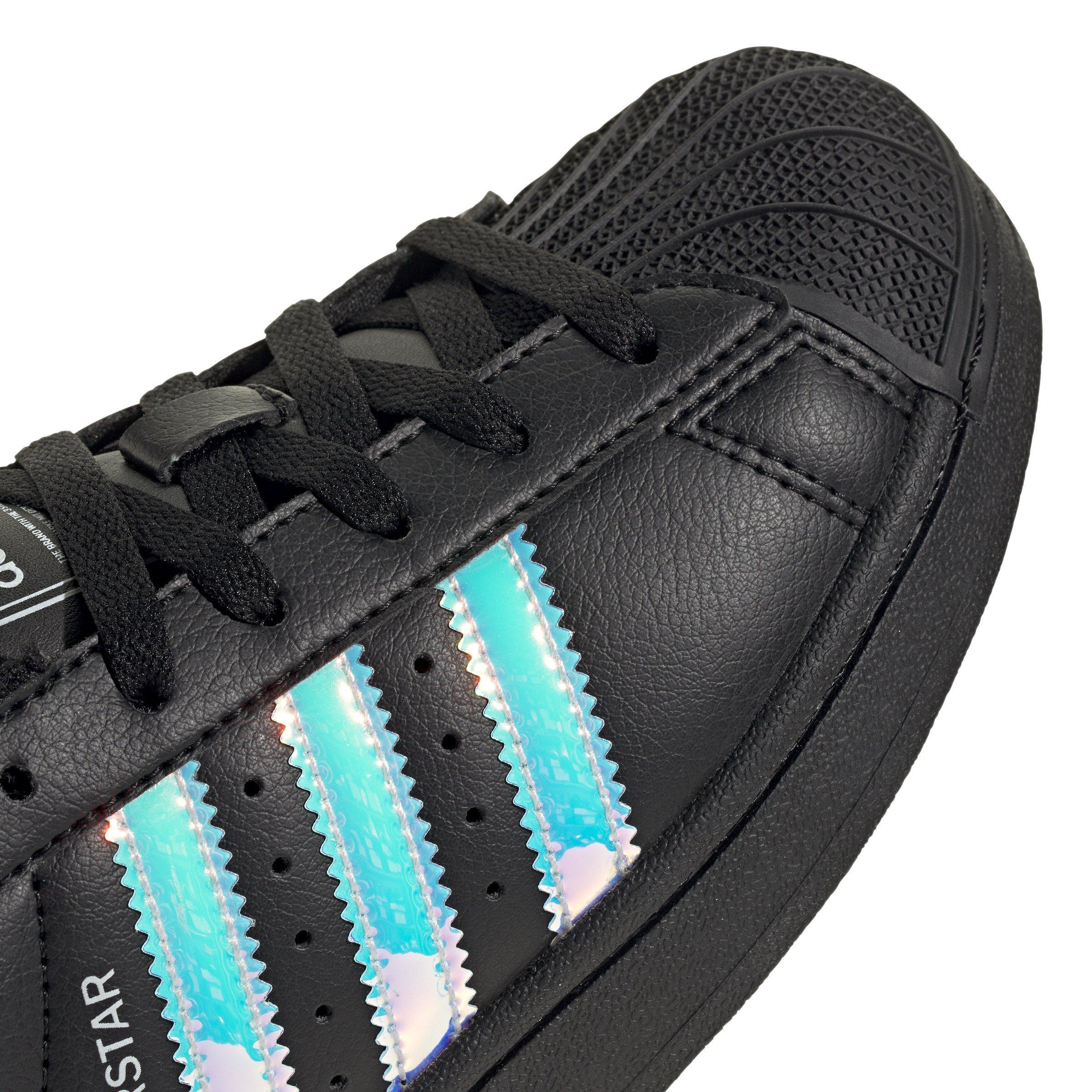 adidas Originals Superstar II "Core Black/Iridescent" Grade School Girls' Shoe - BLACK Thumbnail View 4