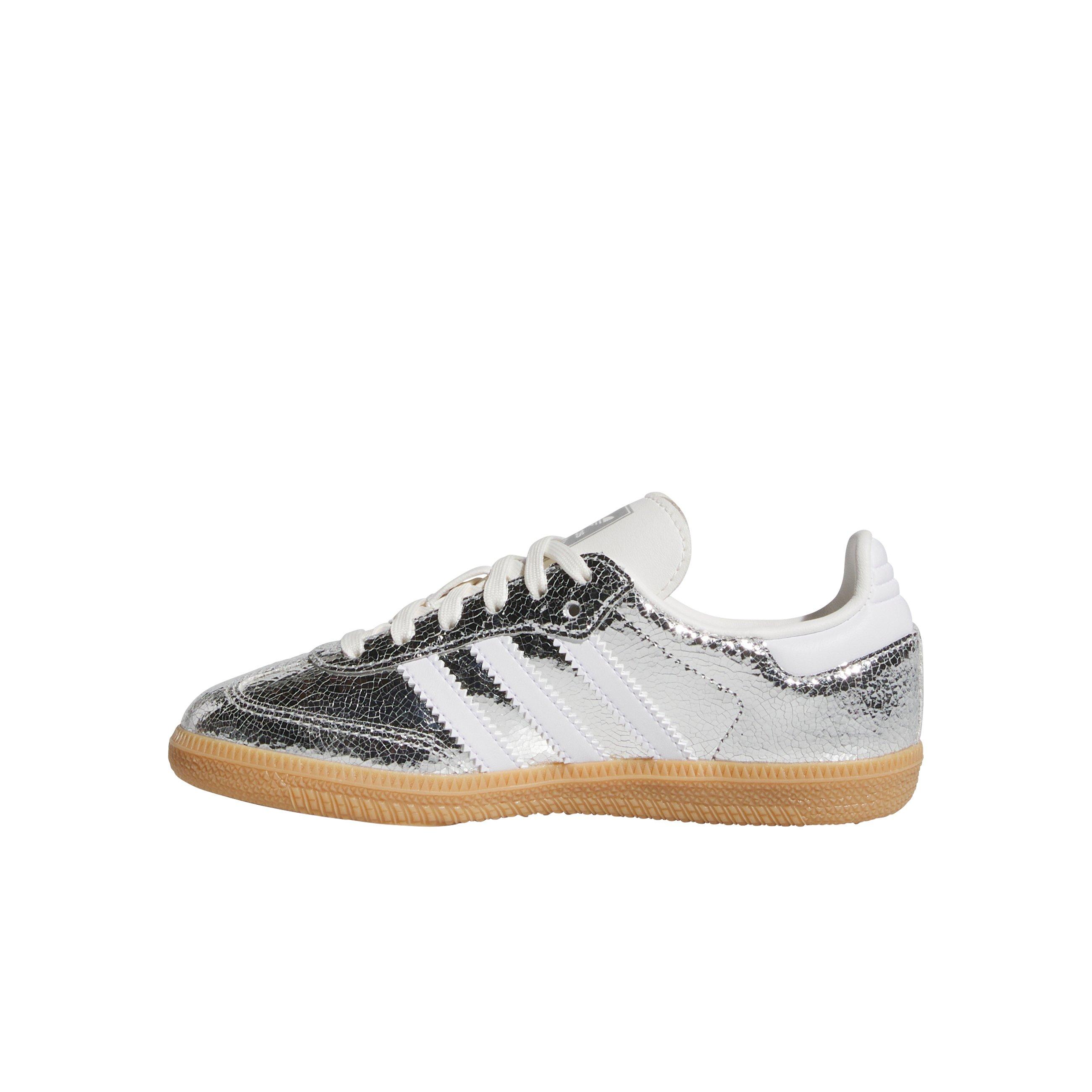 adidas Originals Samba OG "Silver Metallic/Core White" Preschool Girls' Shoe - METALLIC SILVER/WHITE Thumbnail View 2