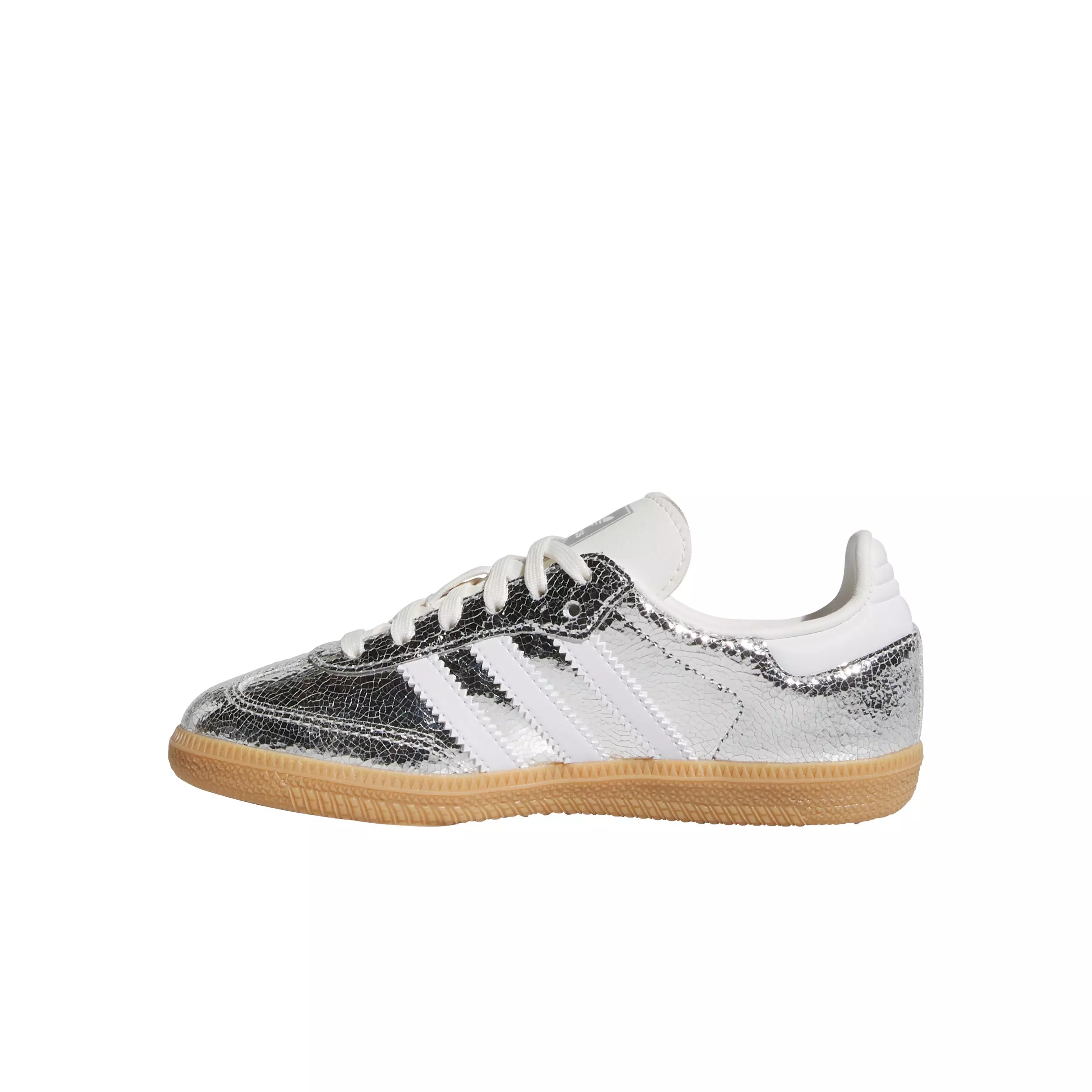 adidas Originals Samba OG "Silver Metallic/Core White" Preschool Girls' Shoe - METALLIC SILVER/WHITE