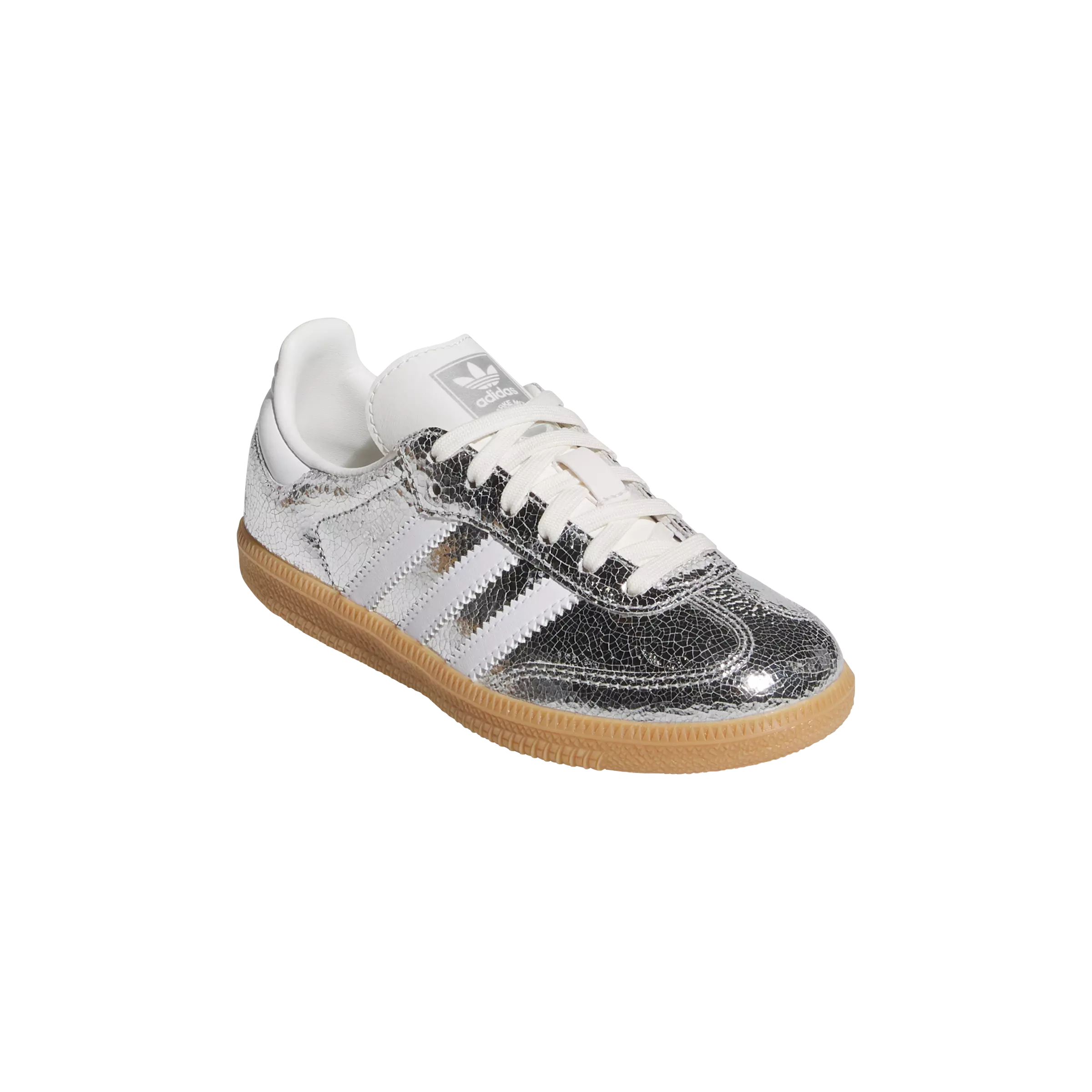 adidas Originals Samba OG "Silver Metallic/Core White" Preschool Girls' Shoe - METALLIC SILVER/WHITE
