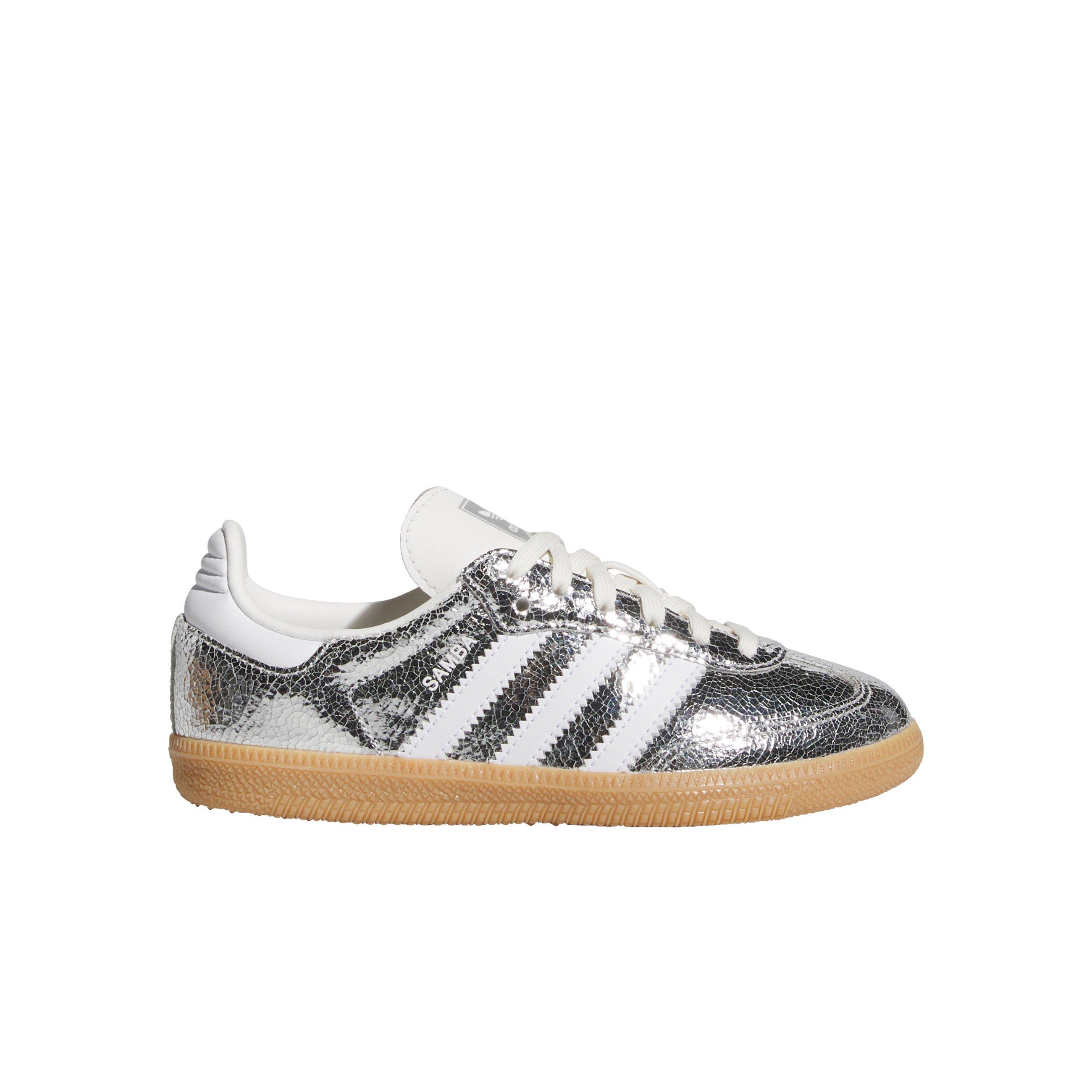 adidas Originals Samba OG "Silver Metallic/Core White" Preschool Girls' Shoe - METALLIC SILVER/WHITE Thumbnail View 1