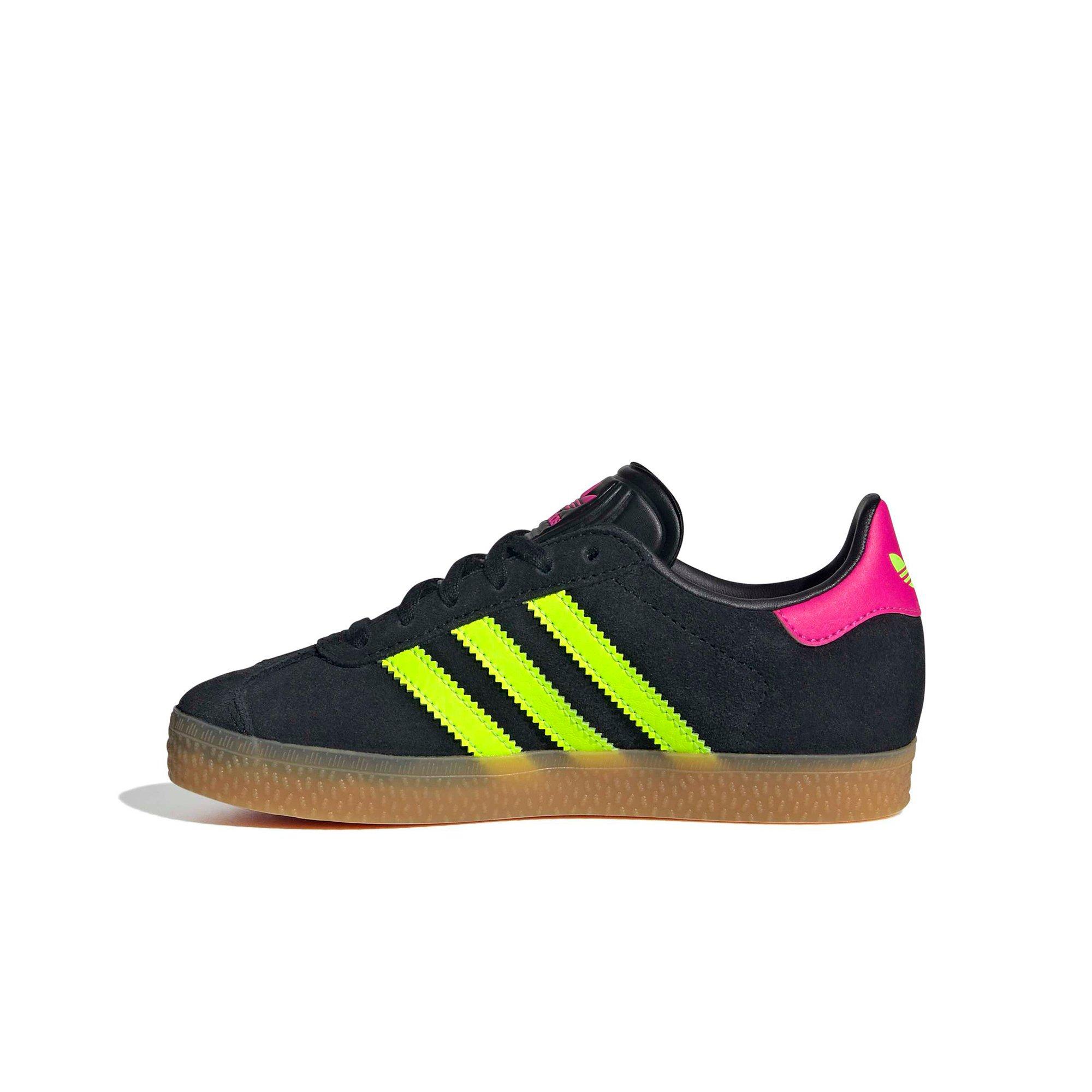 adidas Originals Gazelle Preschool Girls' "Core Black/Signal Green/Shock Pink" Shoe