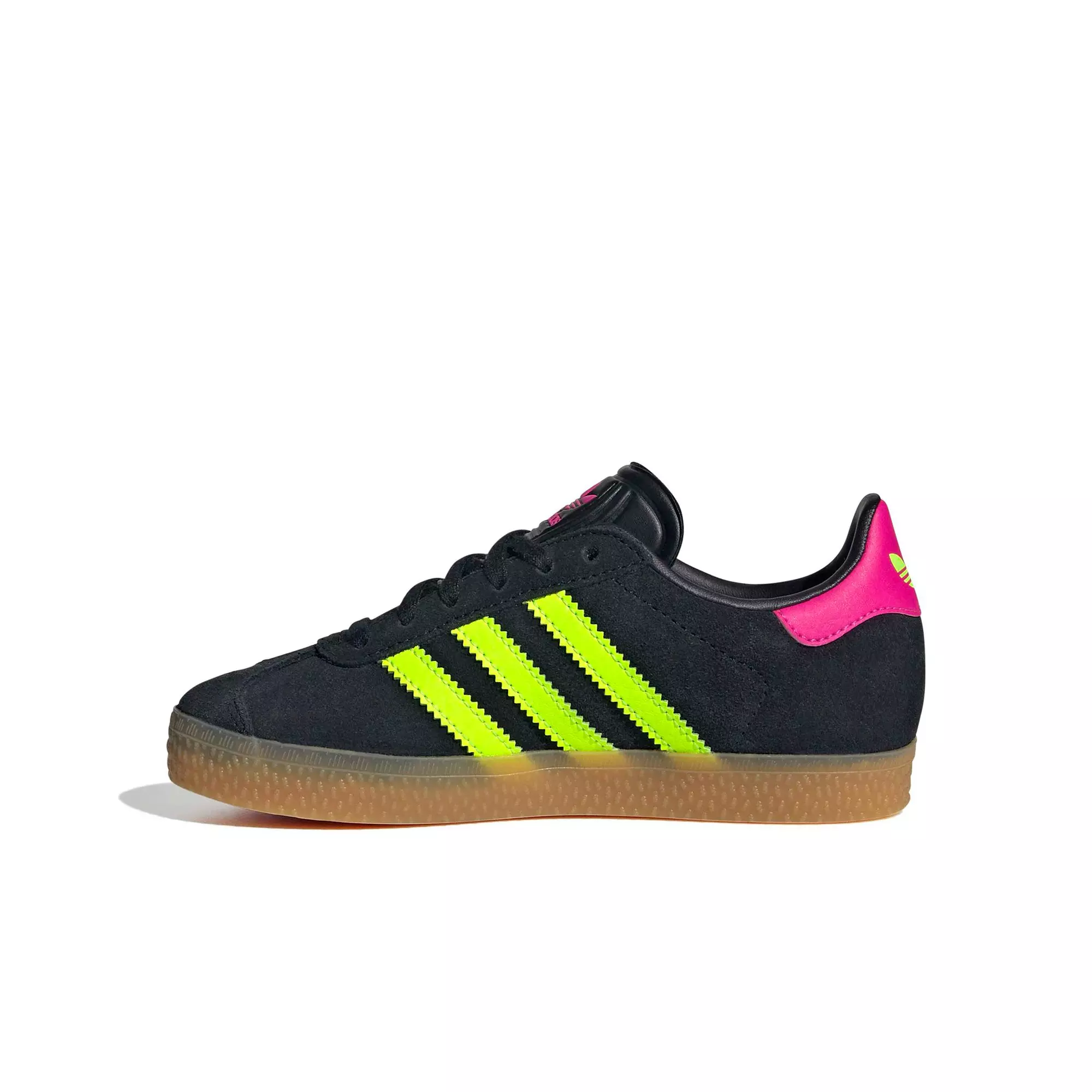 adidas Originals Gazelle "Core Black/Signal Green/Shock Pink" Preschool Girls' Shoe - BLACK/PINK