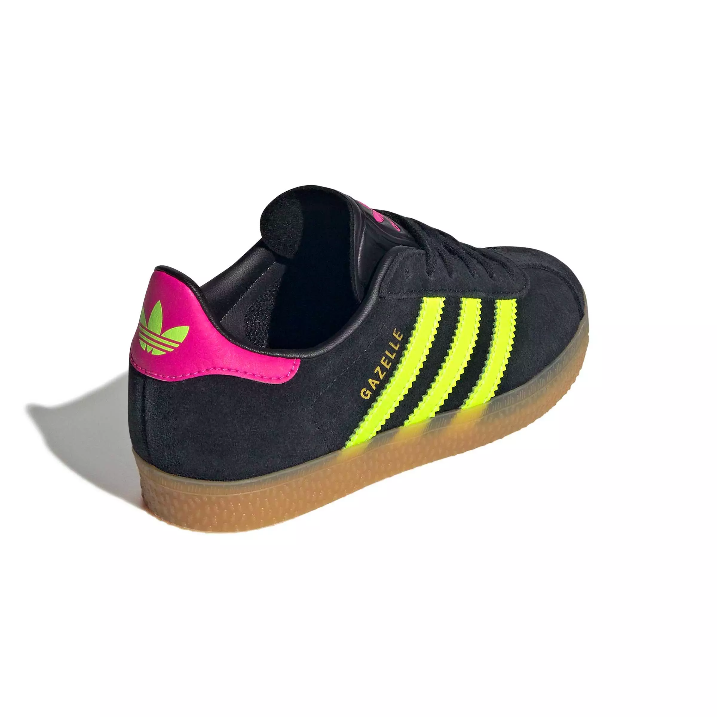 adidas Originals Gazelle "Core Black/Signal Green/Shock Pink" Preschool Girls' Shoe - BLACK/PINK