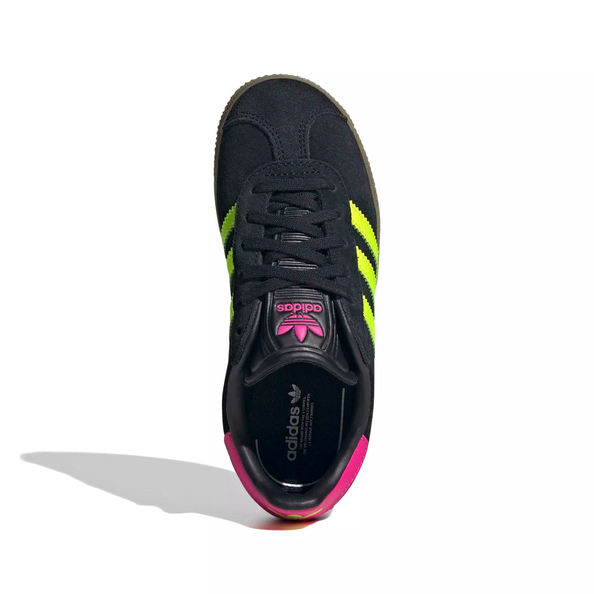 adidas Originals Gazelle "Core Black/Signal Green/Shock Pink" Preschool Girls' Shoe - BLACK/PINK