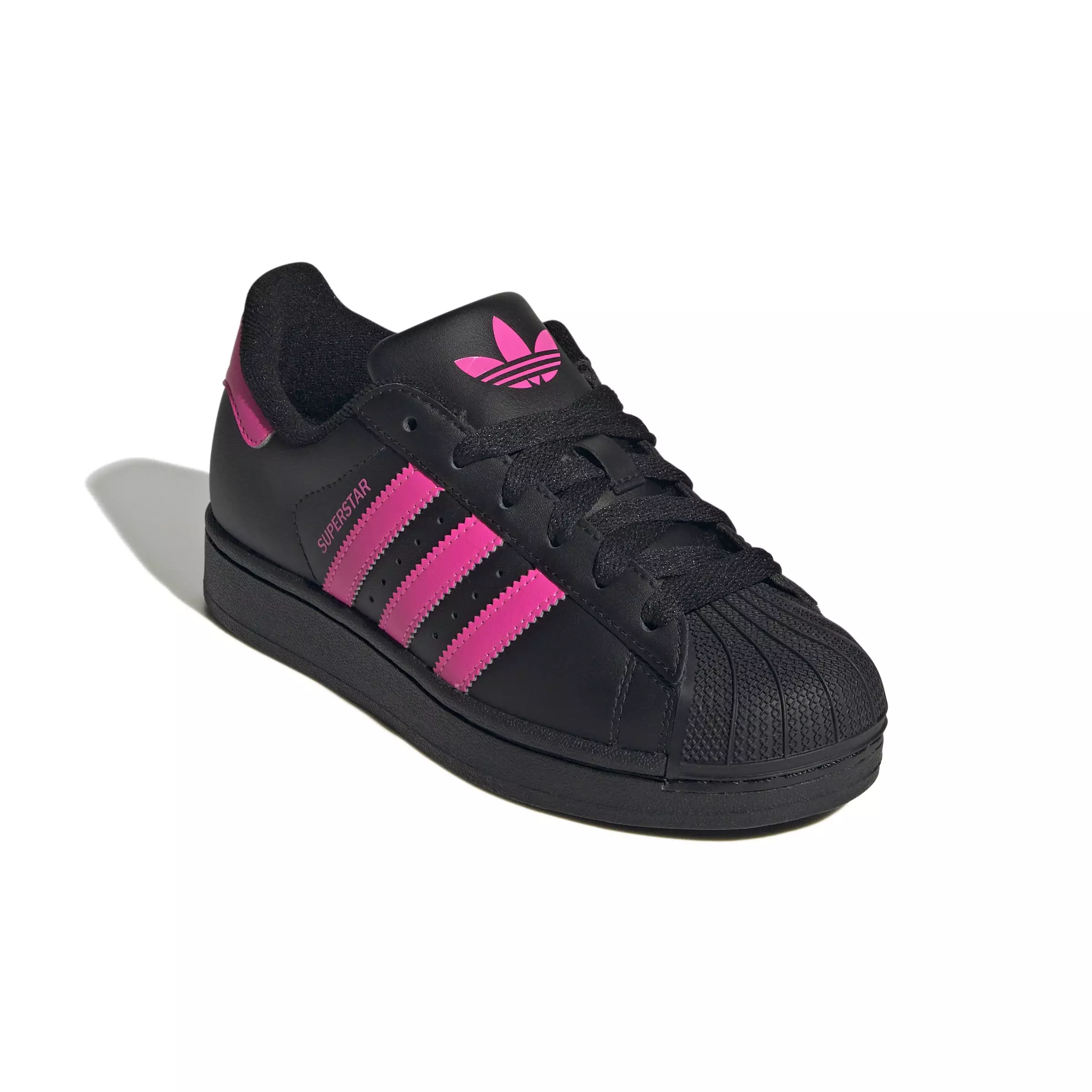 adidas Originals Superstar II "Core Black/Lucid Pink" Grade School Girls' Shoe - BLACK/PINK