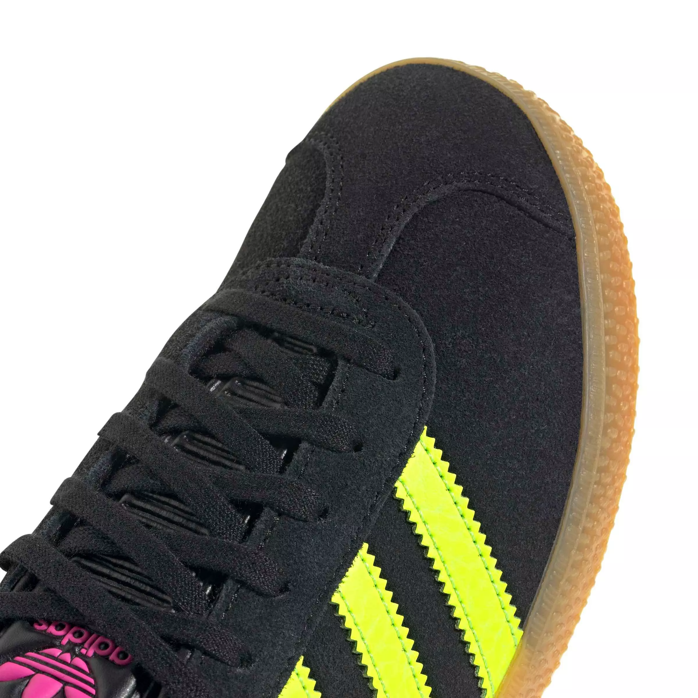 adidas Originals Gazelle "Core Black/Signal Green/Shock Pink" Grade School Girls' Shoe - BLACK/PINK