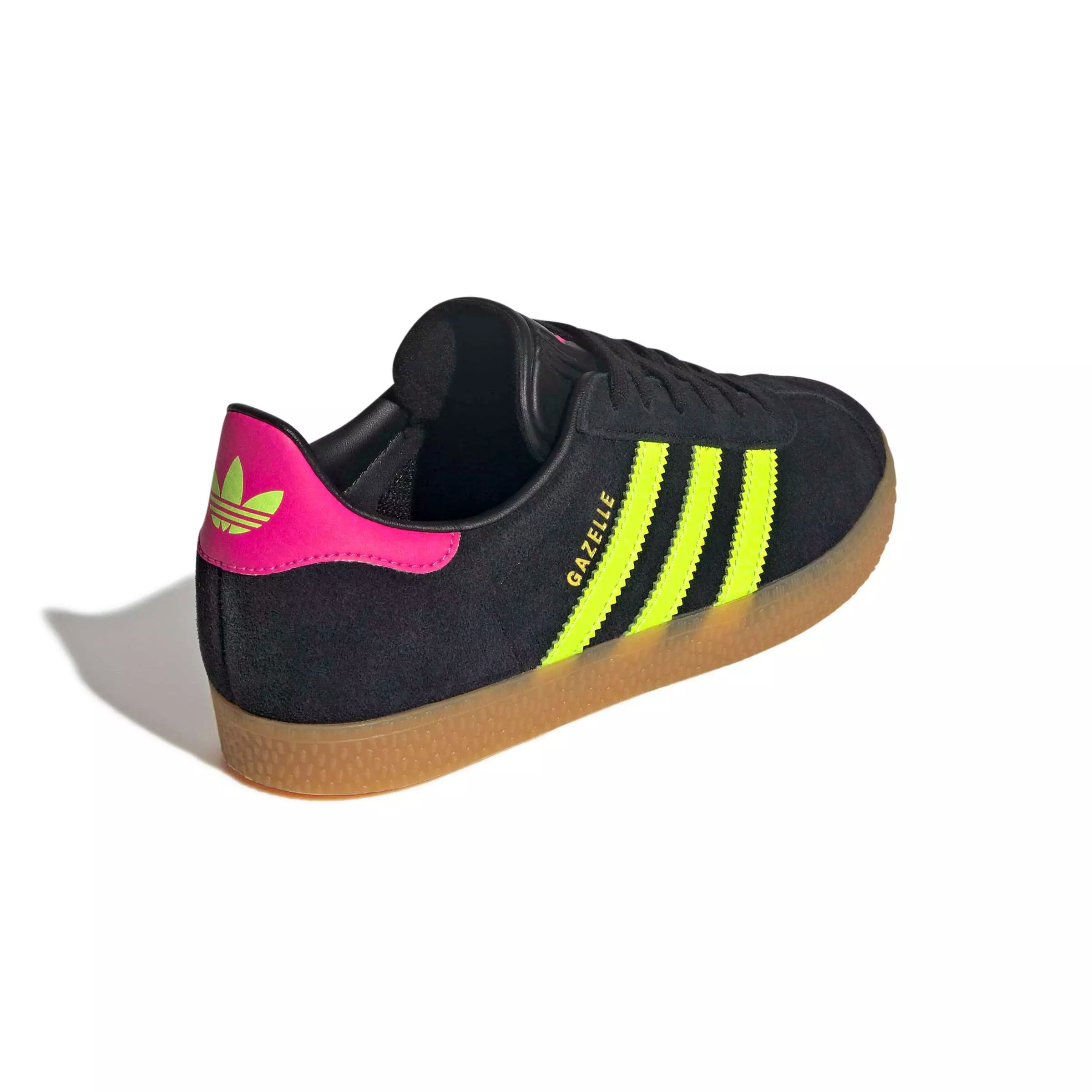 adidas Originals Gazelle "Core Black/Signal Green/Shock Pink" Grade School Girls' Shoe - BLACK/PINK