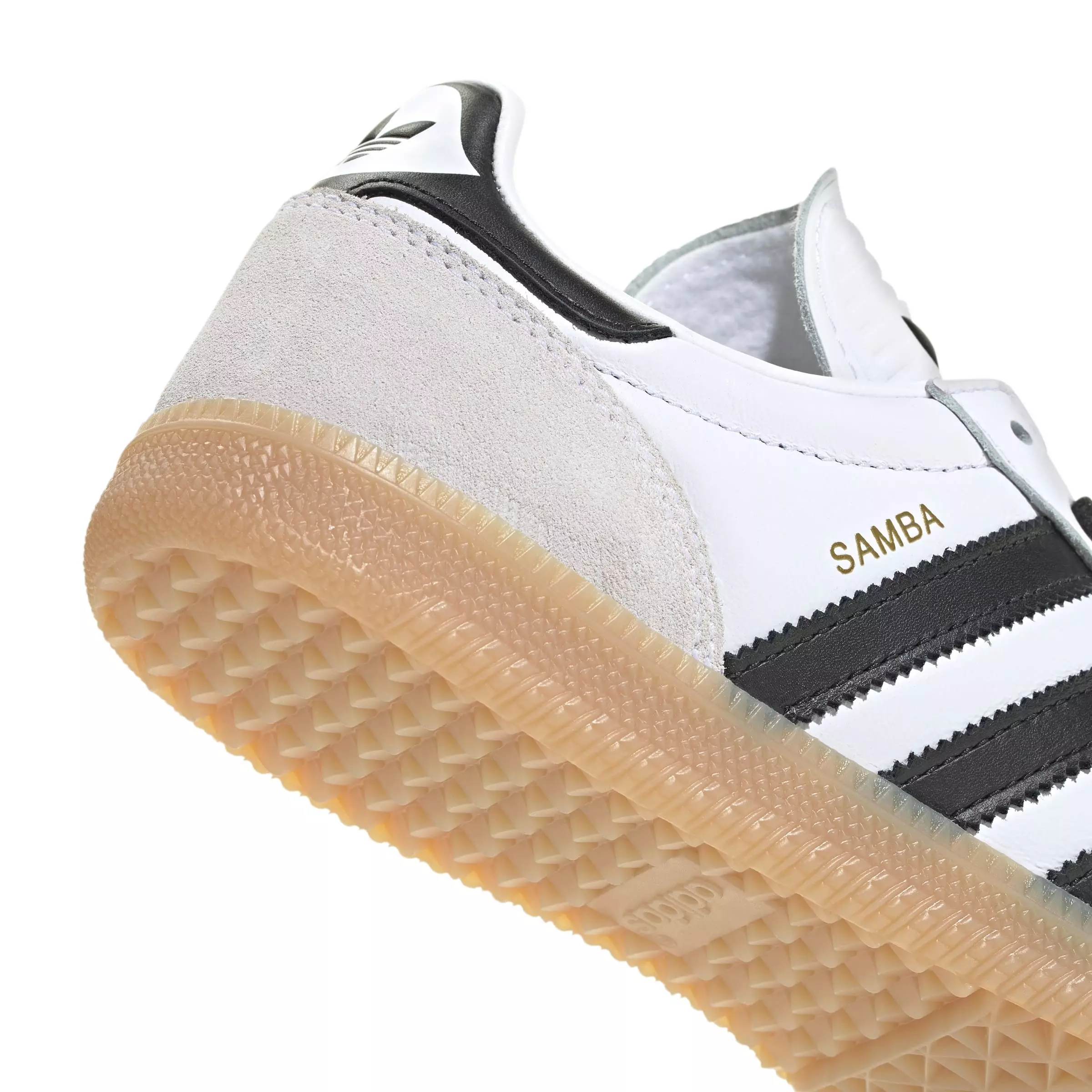 adidas Originals Samba JP "White/Core Black/Gum" Grade School Girls' Shoe - WHITE/PINK