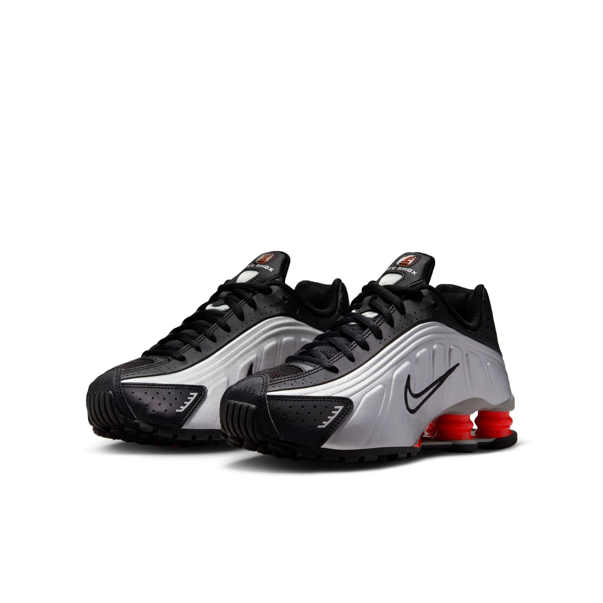 Nike Shox R4 Grade School Boys' "Metallic Silver/Black" Shoe