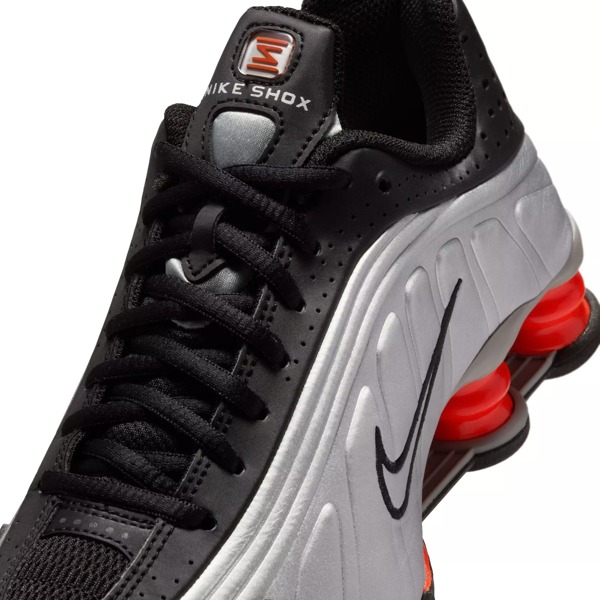 Nike Shox R4 "Metallic Silver/Black" Grade School Boys' Shoe - BLACK/RED/SILVER