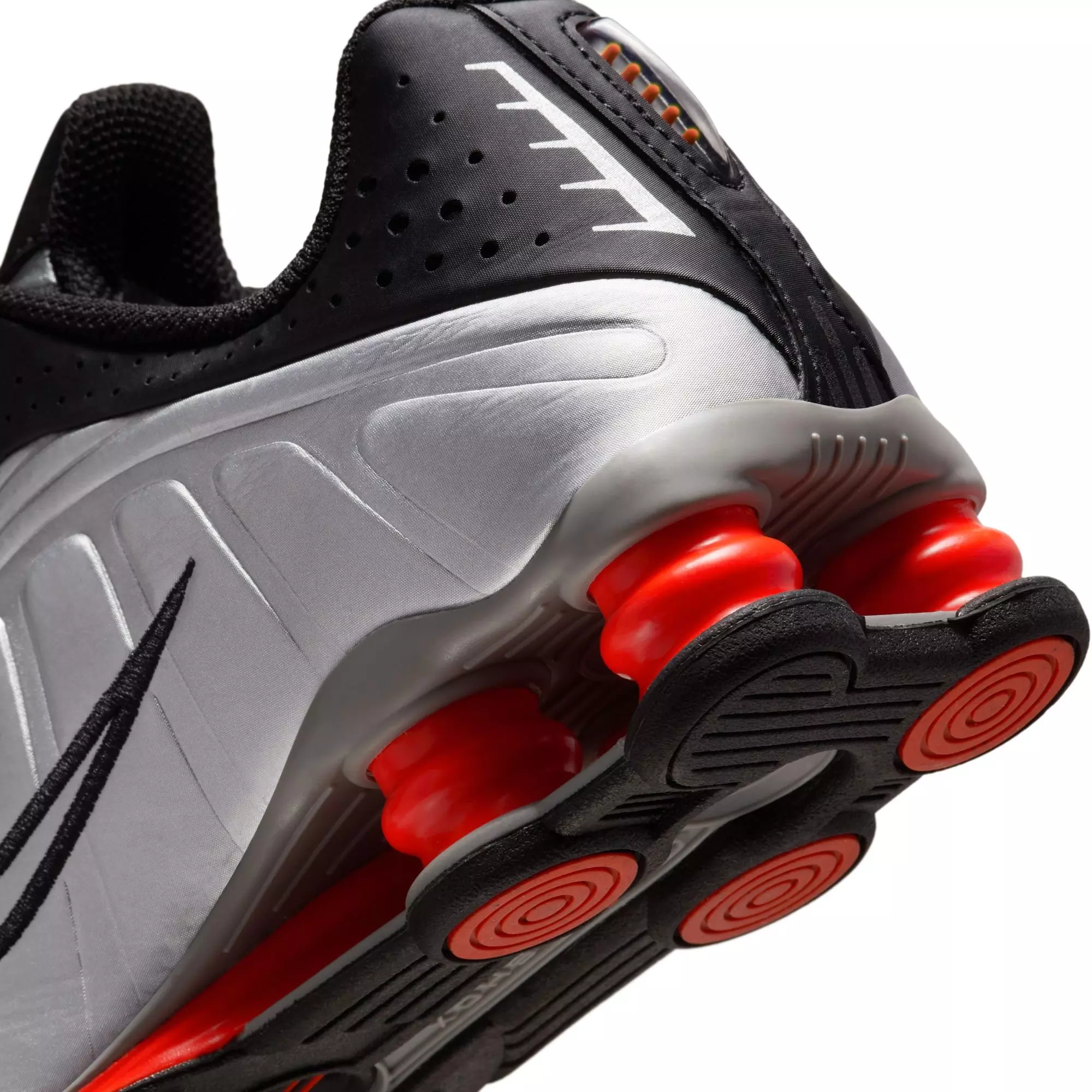Nike Shox R4 "Metallic Silver/Black" Grade School Boys' Shoe - BLACK/RED/SILVER