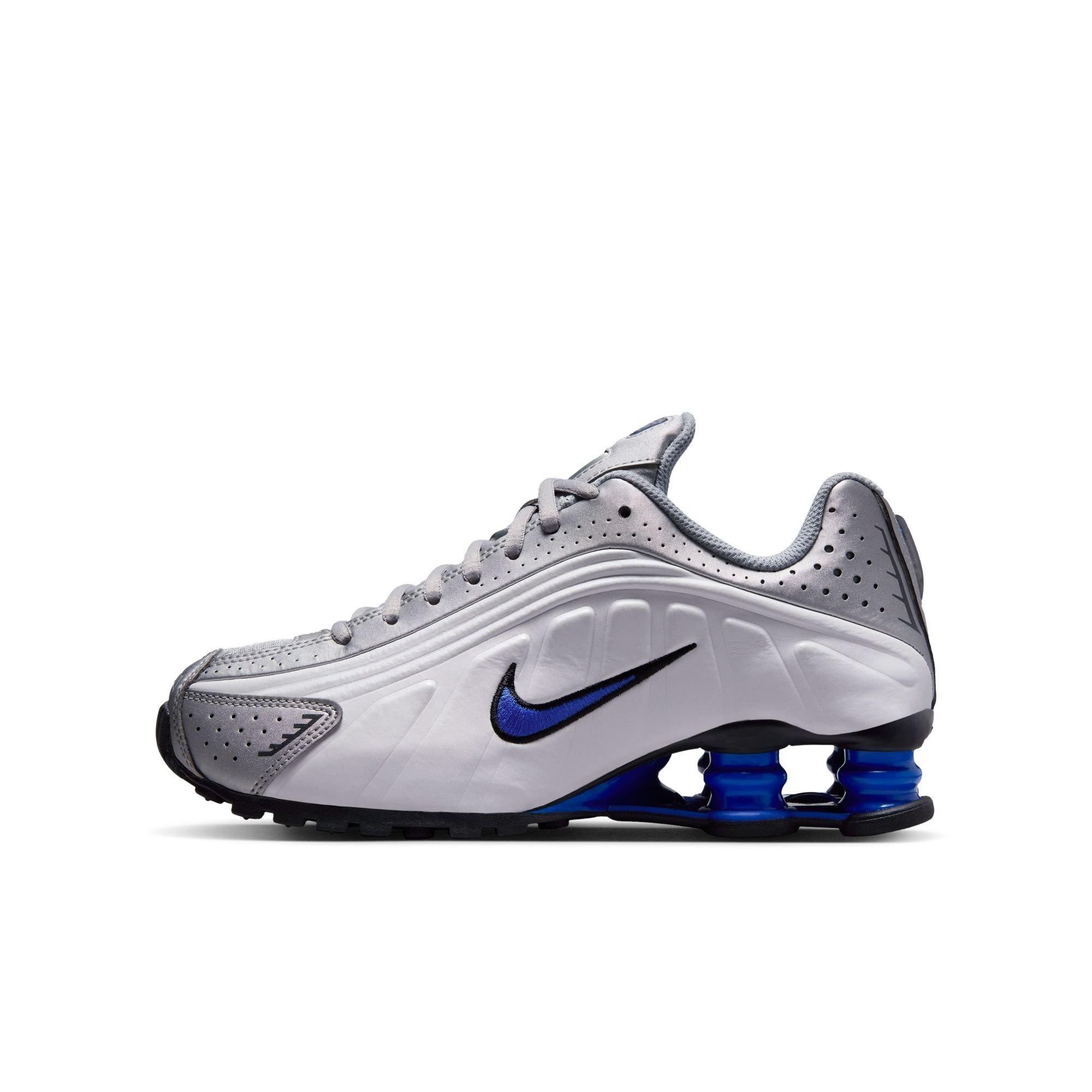 Nike Shox R4 Grade School Boys' "White/Metallic Silver/Racer Blue" Shoe