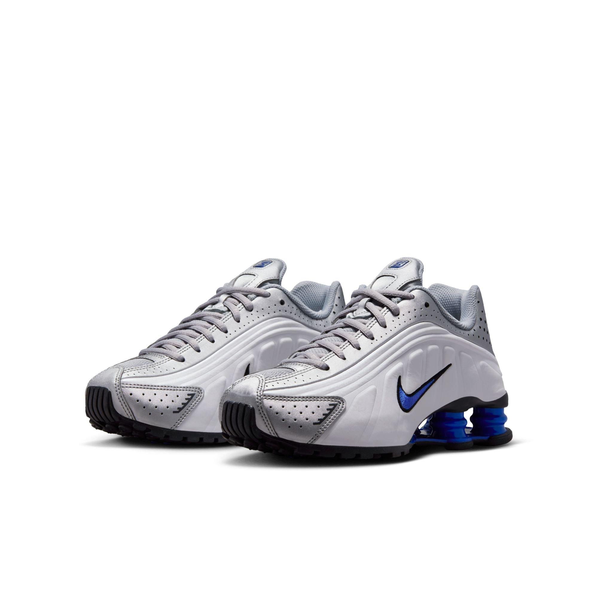 Nike Shox R4 Grade School Boys' "White/Metallic Silver/Racer Blue" Shoe