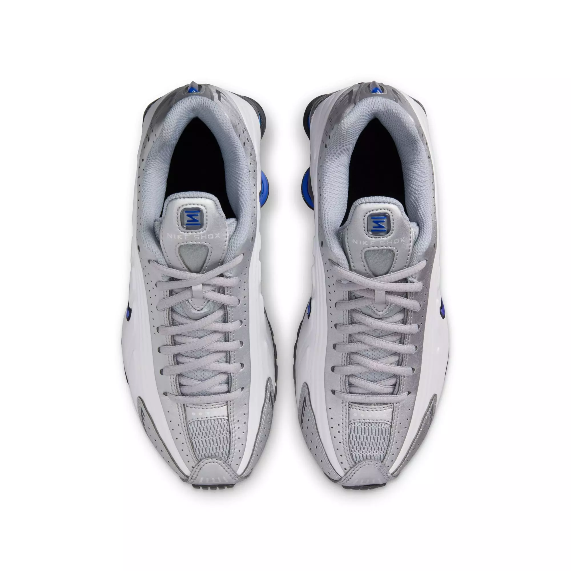 Nike Shox R4 "White/Metallic Silver/Racer Blue" Grade School Boys' Shoe - WHITE/BLUE