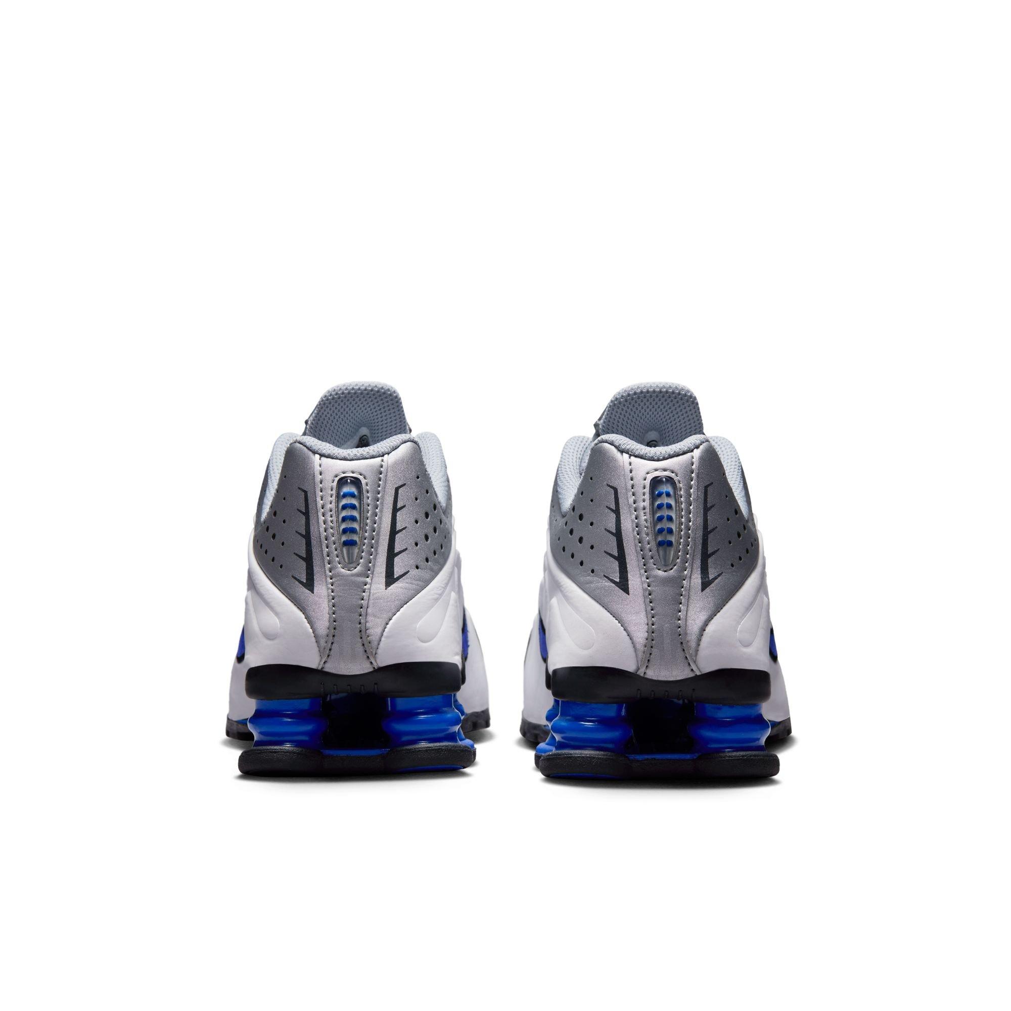 Nike Shox R4 Grade School Boys' "White/Metallic Silver/Racer Blue" Shoe