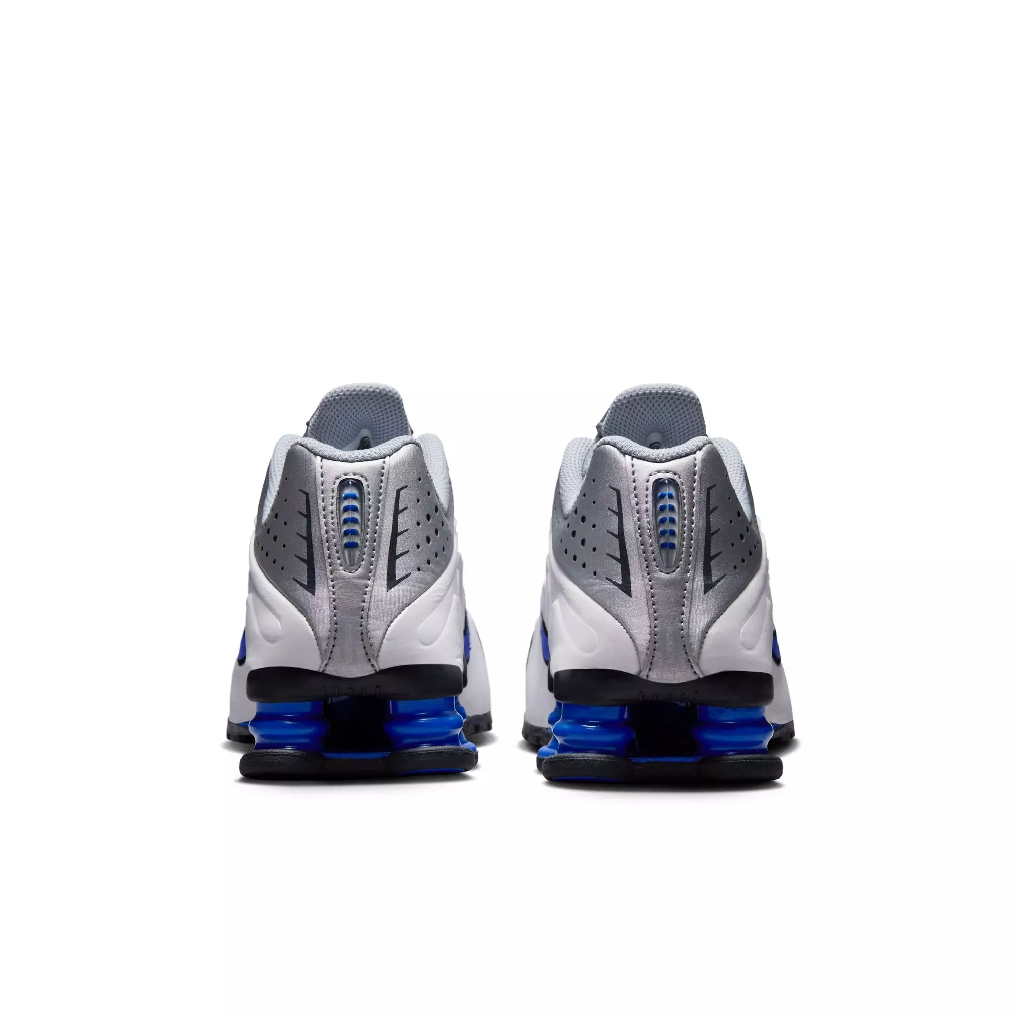 Nike Shox R4 "White/Metallic Silver/Racer Blue" Grade School Boys' Shoe - WHITE/BLUE