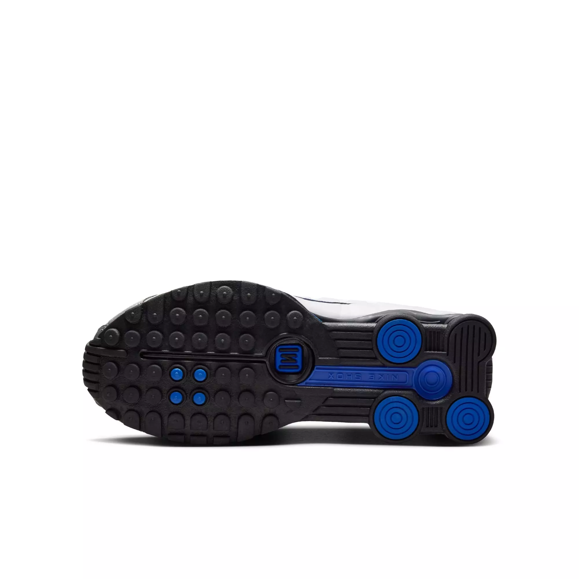 Nike Shox R4 "White/Metallic Silver/Racer Blue" Grade School Boys' Shoe - WHITE/BLUE